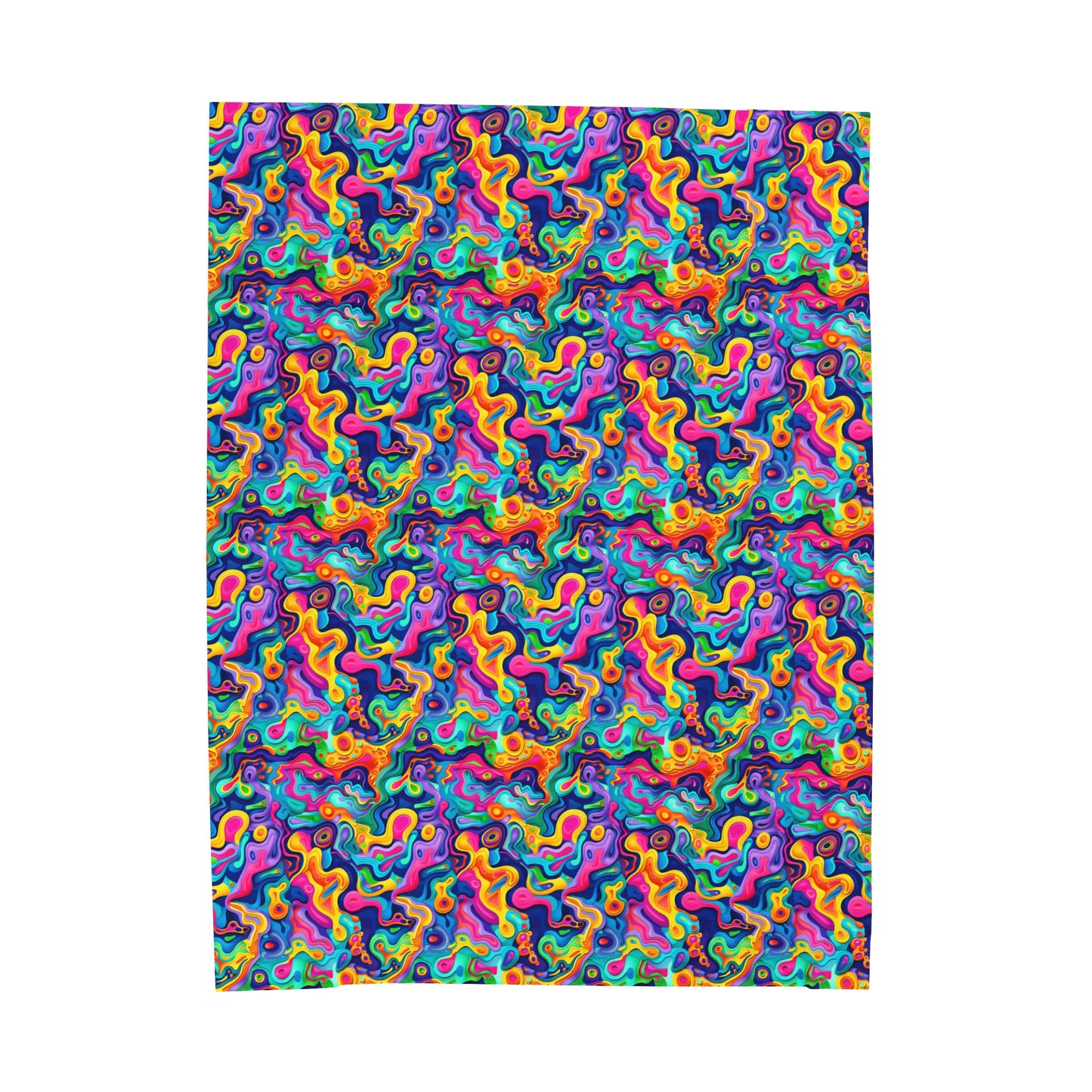 Vibrant Dreamscape of Psychedelic Paper Cut-Out Waves in Vivid Colors Velveteen Plush Blanket 3 Sizes