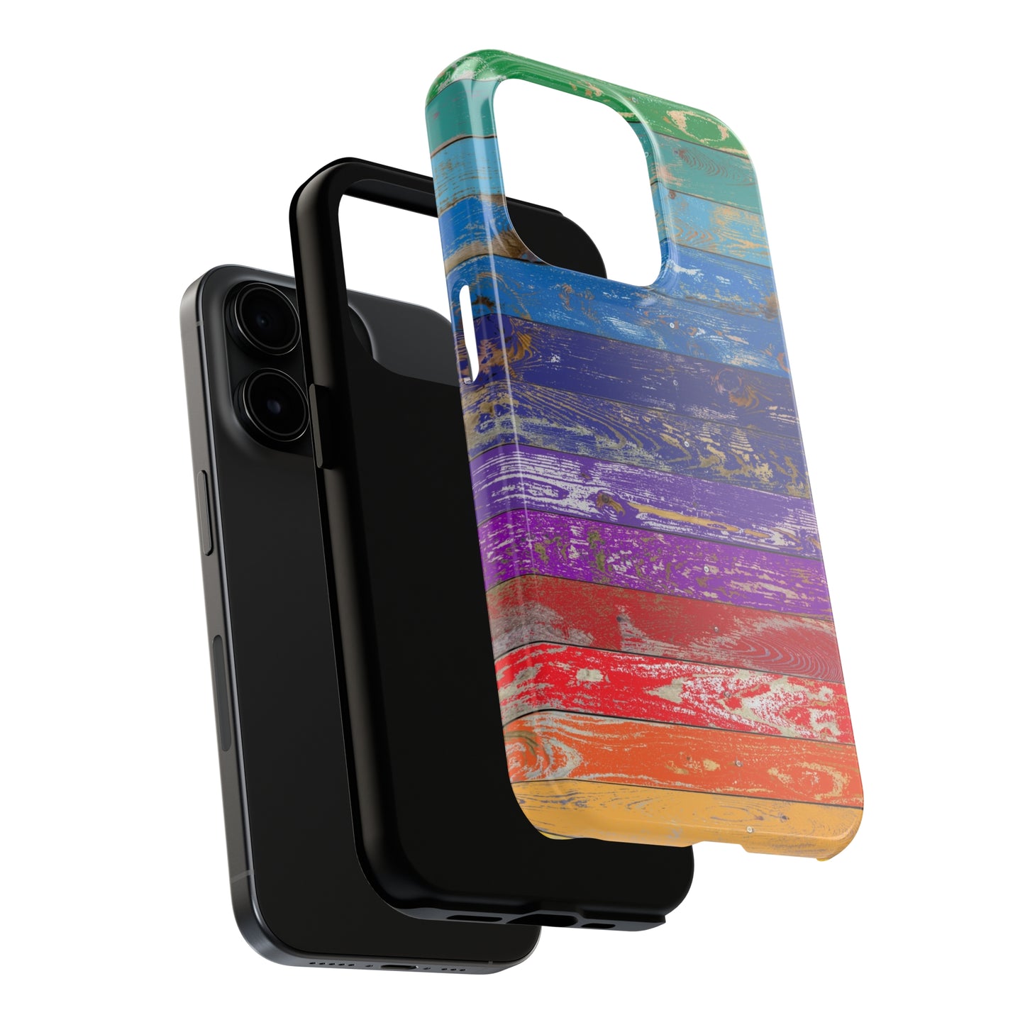 Rainbow Wood Planks Iphone Tough Phone Case