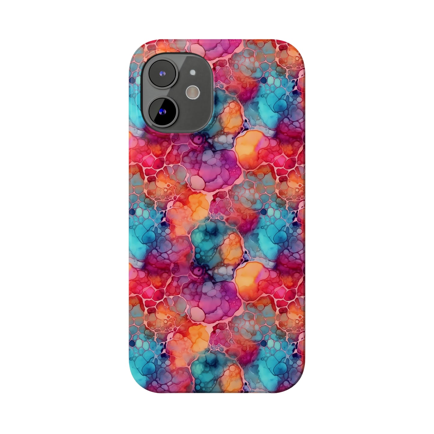 Rainbow Alcohol Ink Design Iphone 15-12 Slim Phone Case