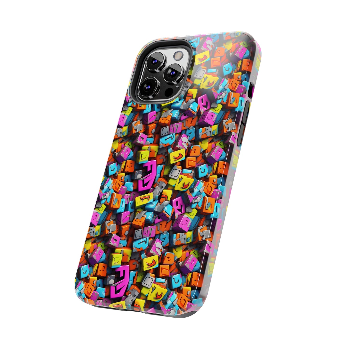 3D Abstract Colorful Block Design Iphone Tough Phone Case