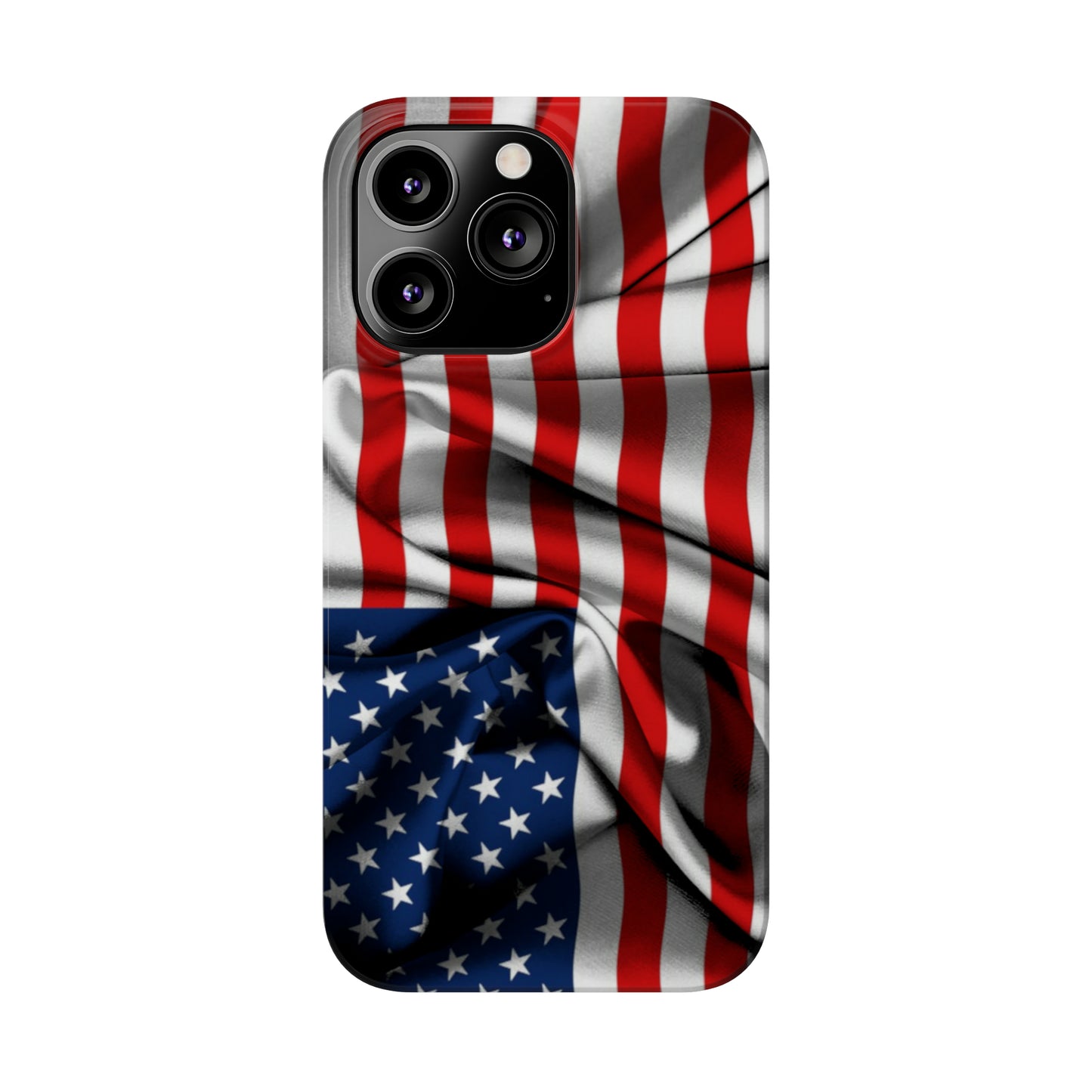 Proudly Unfurling: The American Flag Waves in Patriotic Splendor Iphone 15-12 Slim Phone Case