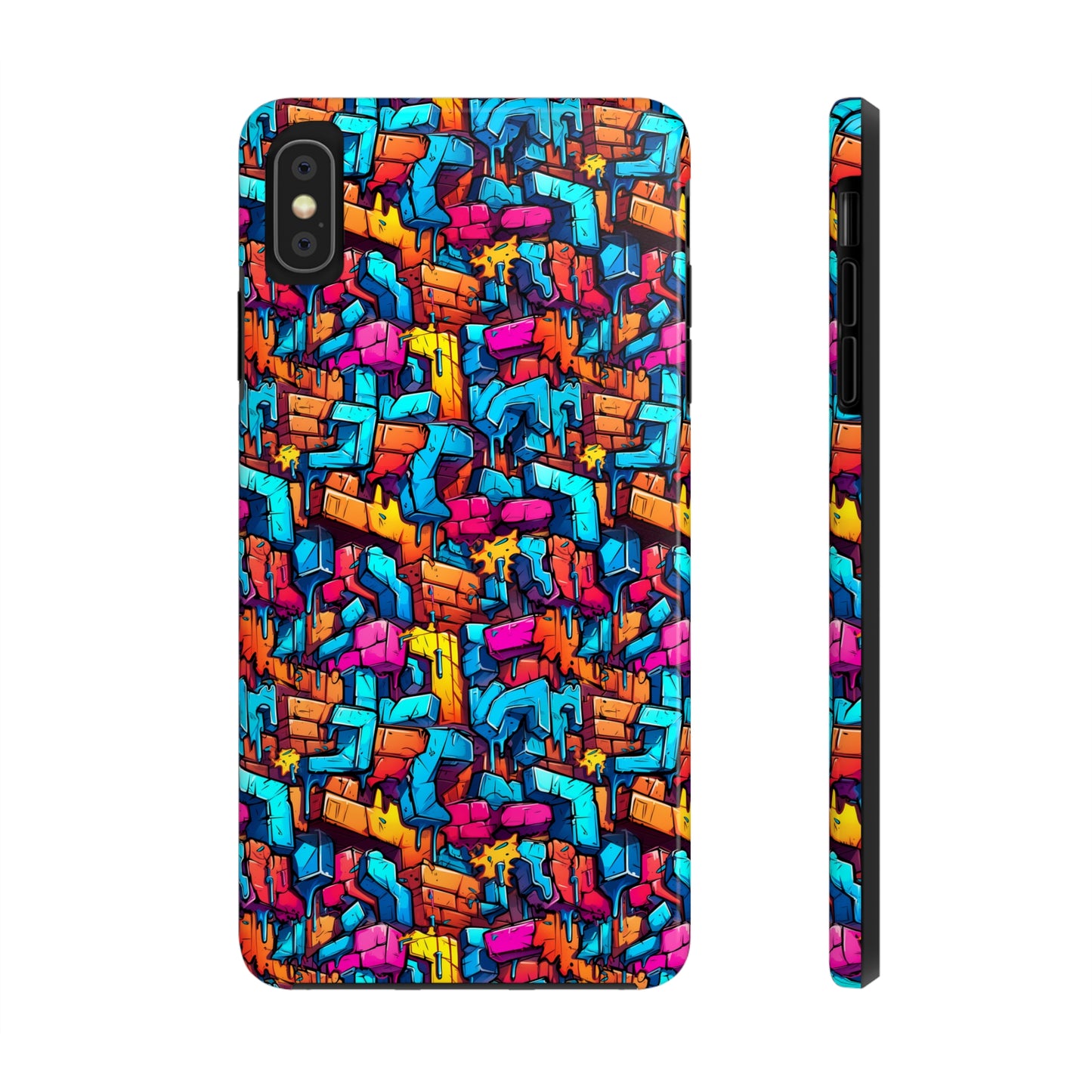 3D Rainbow Colored Graphic Blocks Design Iphone Tough Phone Case