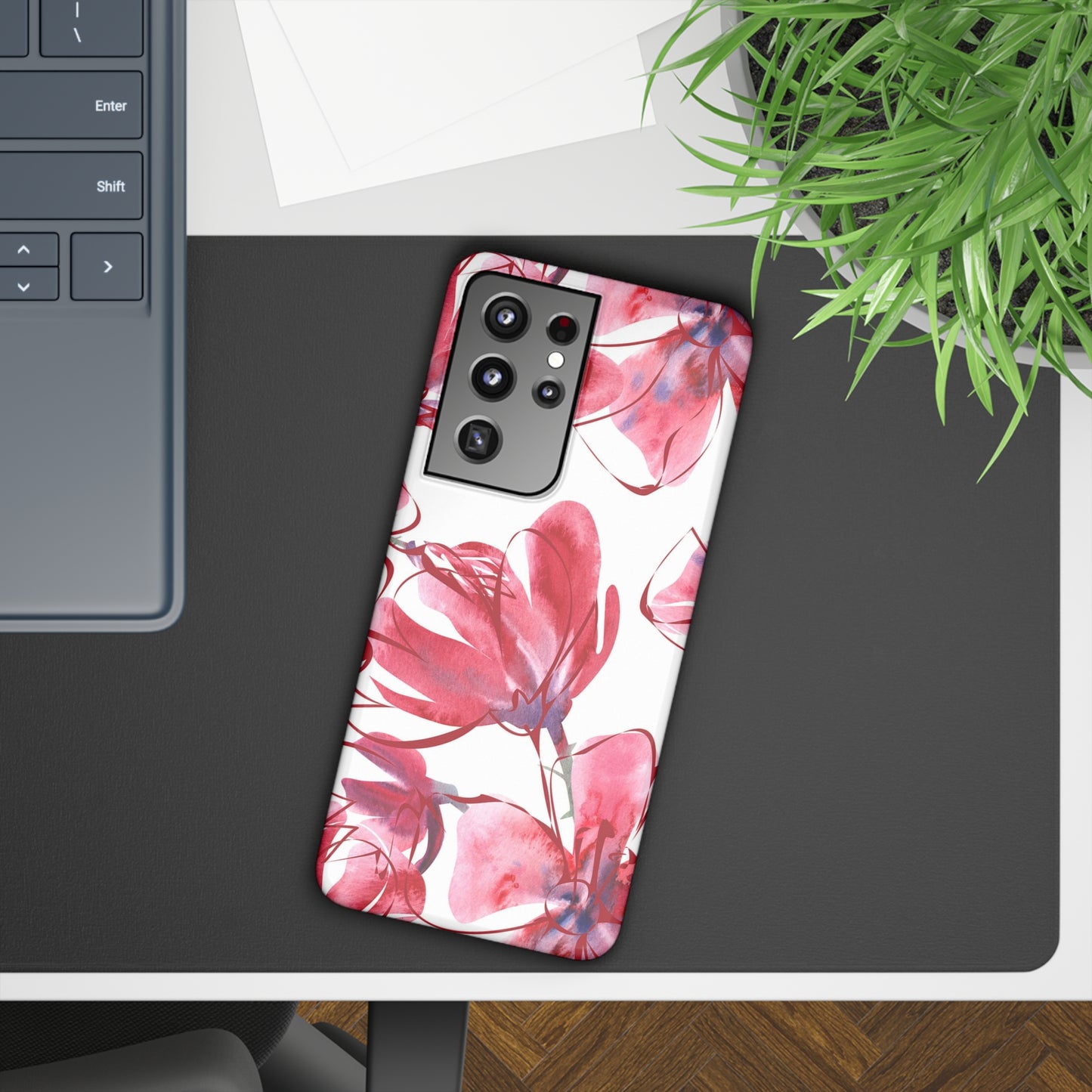 Large Pink Flower Samsung Slim Cases