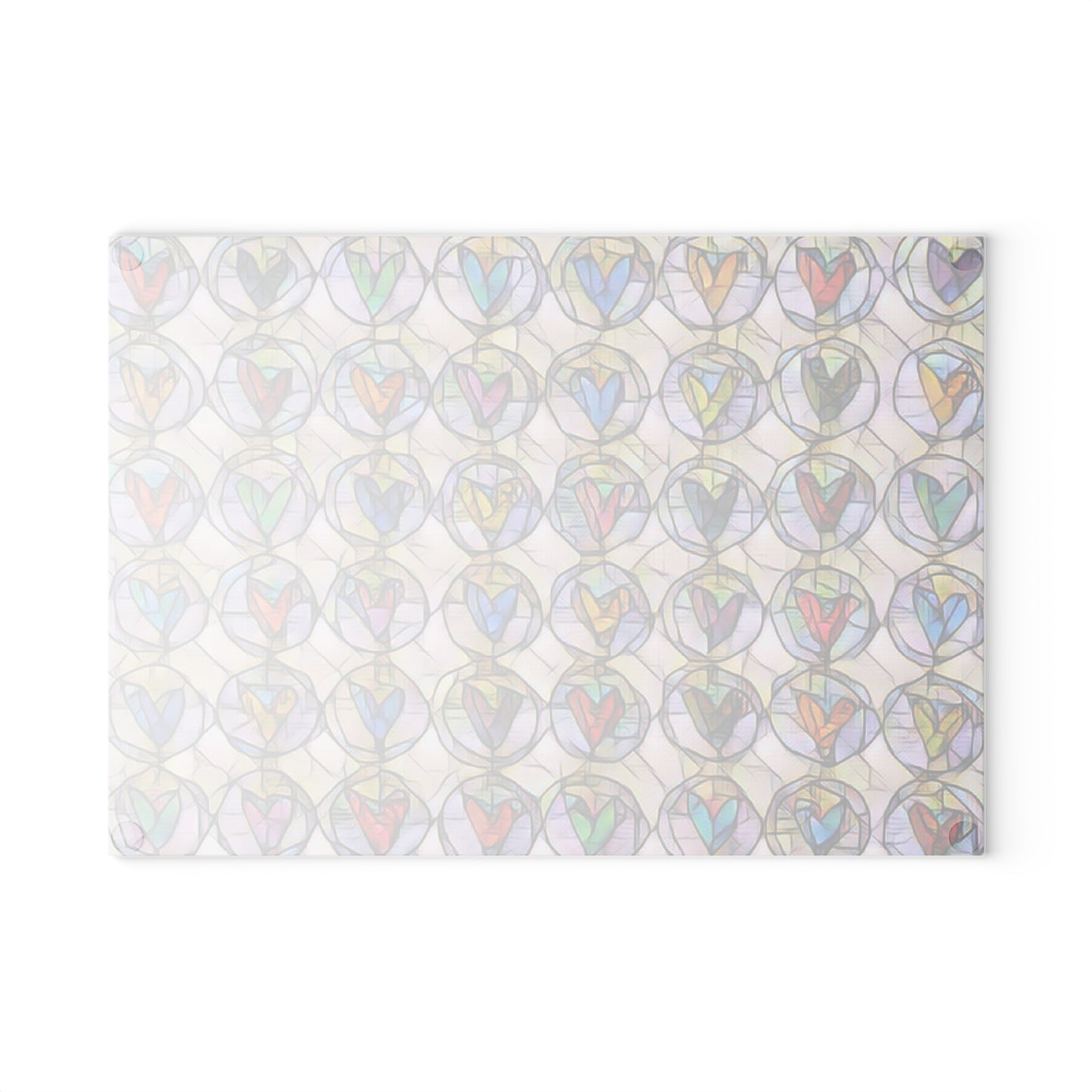 Stain Glass Circle Hearts  - Glass Cutting Board  8" x 11" and 11" x 15"