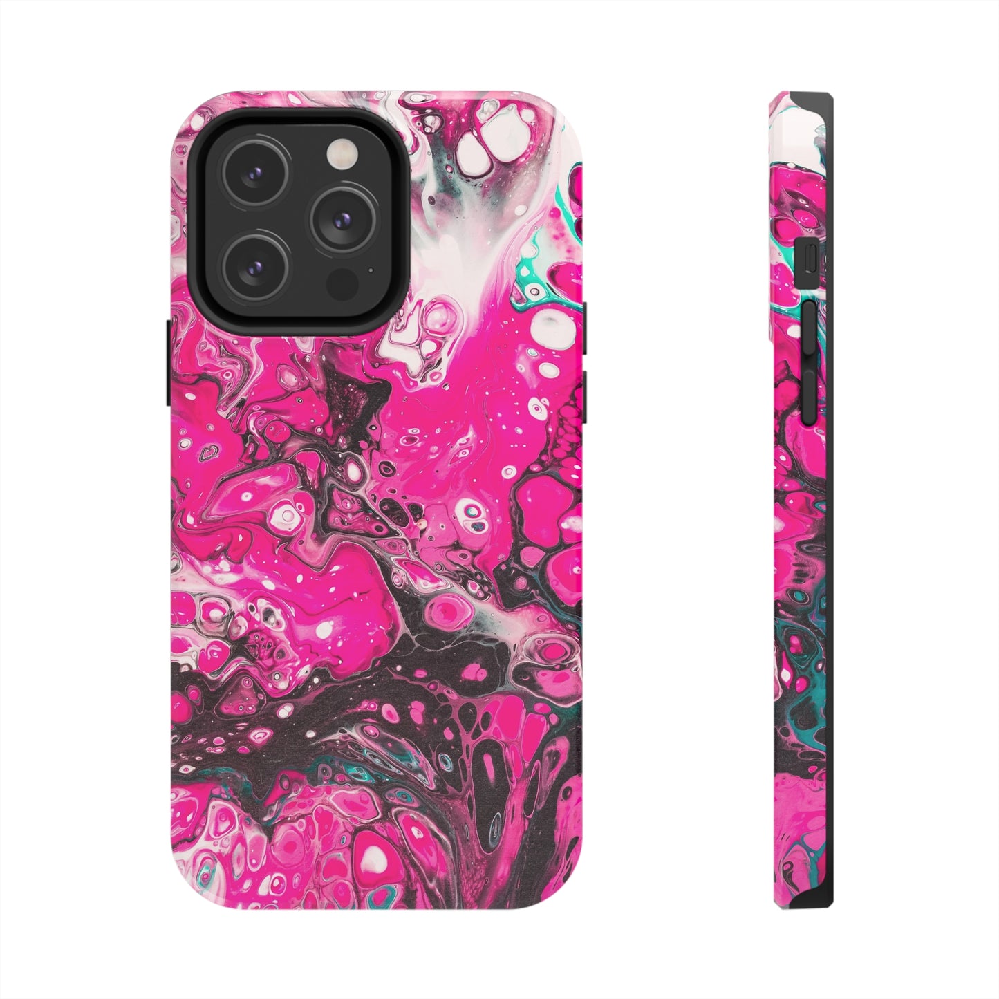 Pink, Black and White Alcohol Ink Design Iphone Tough Phone Case