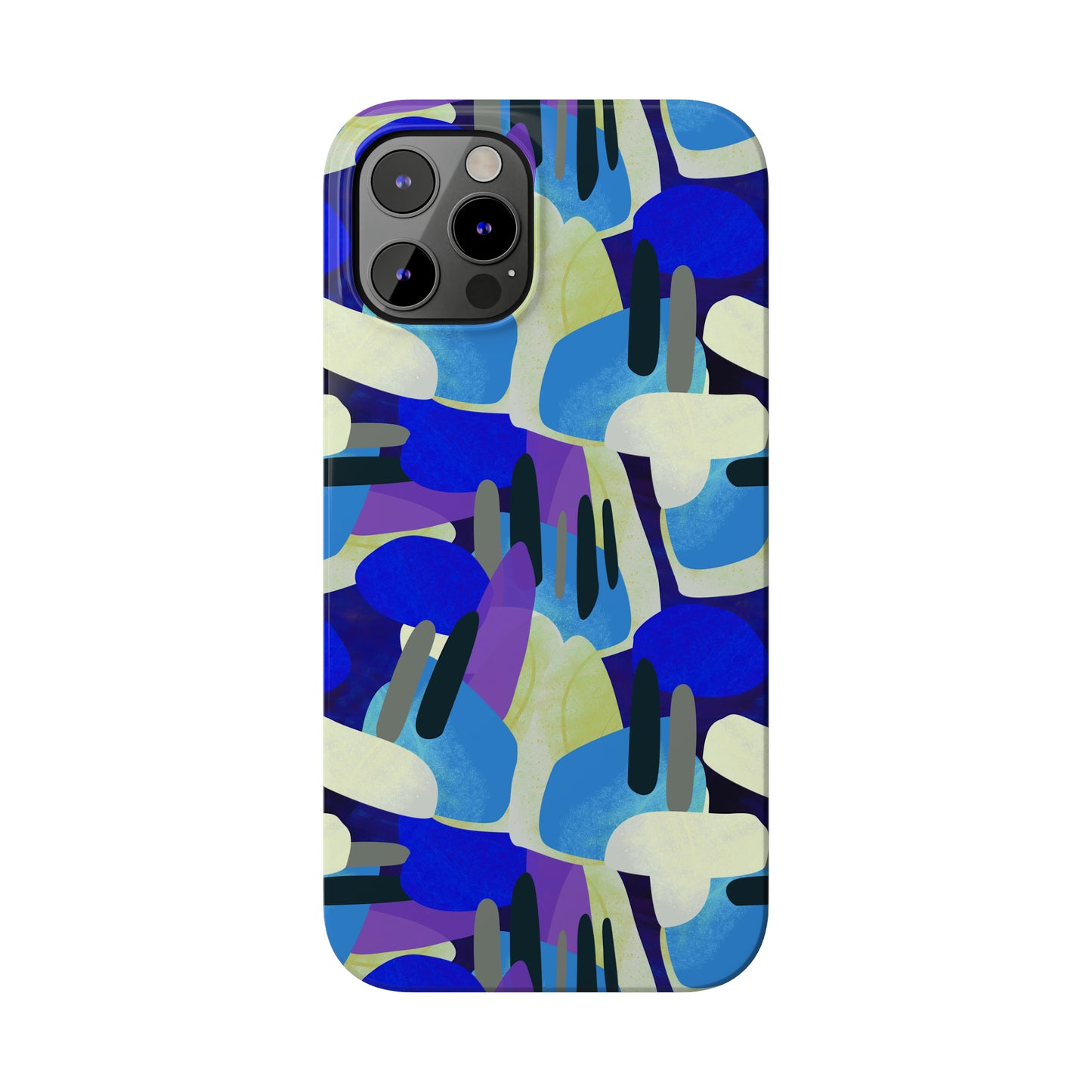 Blue, Purple and Green Abstract Design Iphone 15-12 Slim Phone Case