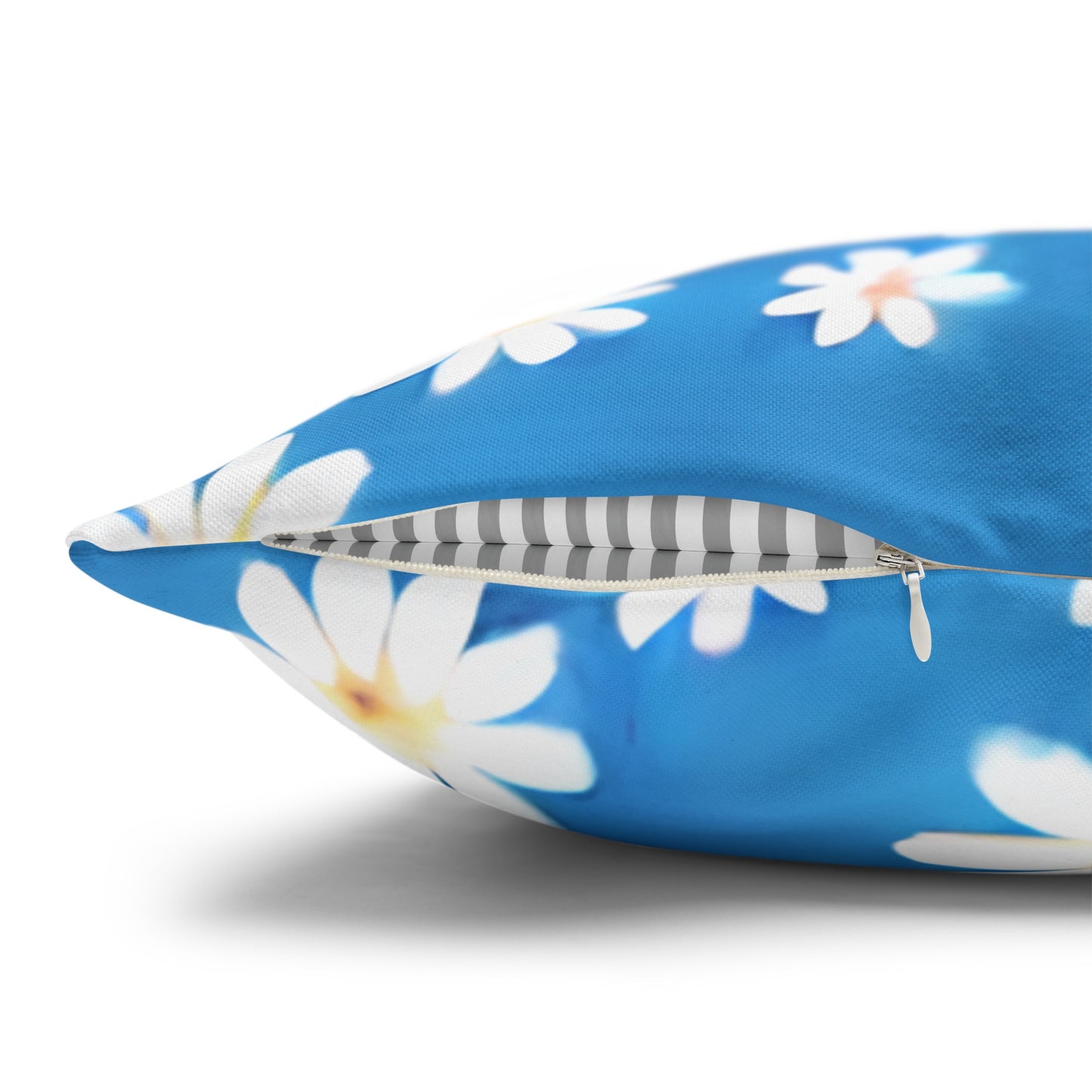 Skys Whisper: Tiny White Daisies on a Serene Blue Spun Polyester Square Pillowcase 4 Sizes