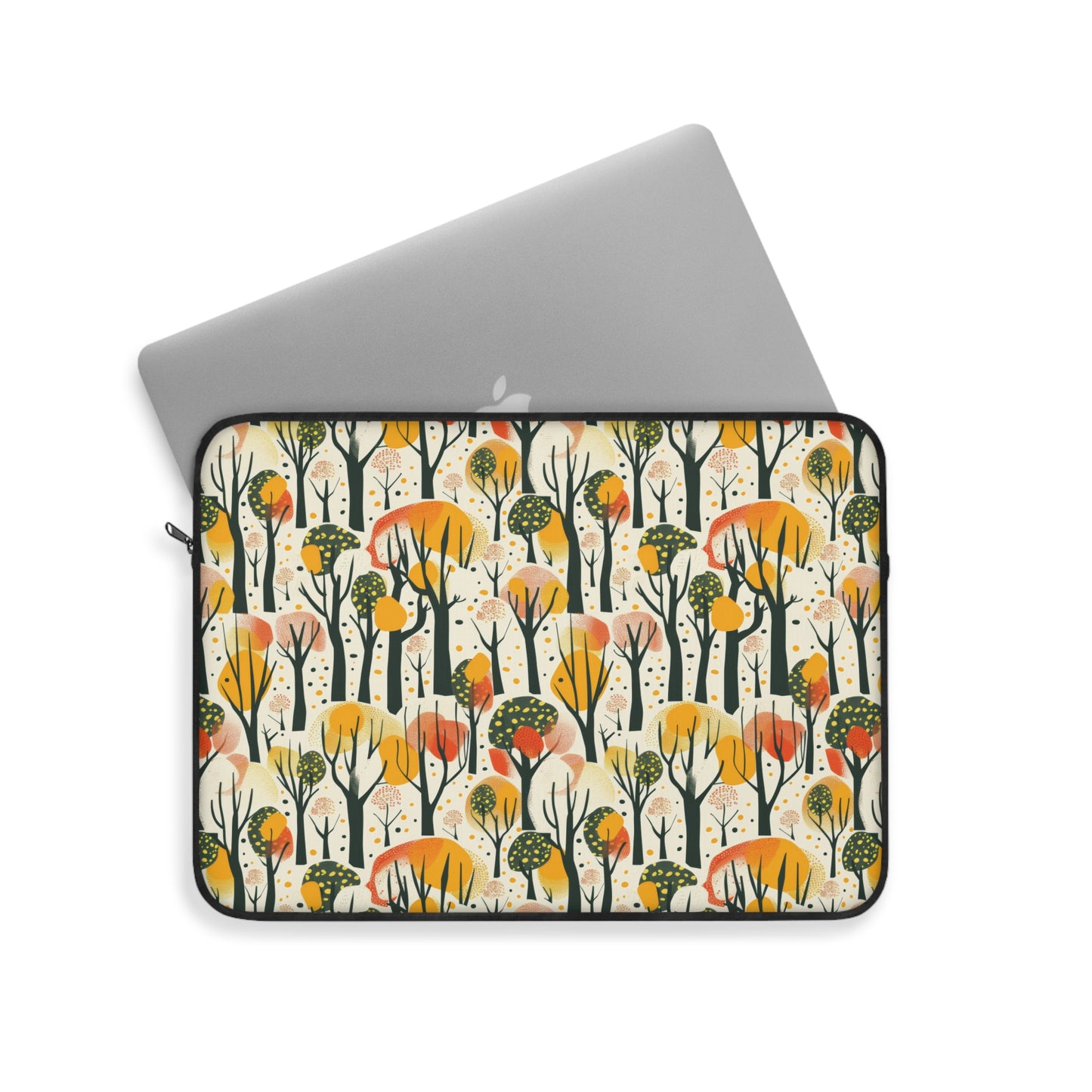 Enchanted Forest of Yellow and Orange Trees on a Speckled Cream Background Laptop or Ipad Protective Sleeve 3 Sizes Available