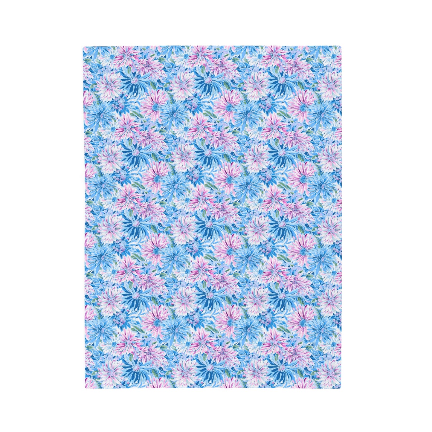 Pastel Blossom Symphony: Spring Flowers in Soft Pink and Blue Hues Velveteen Plush Blanket 3 Sizes