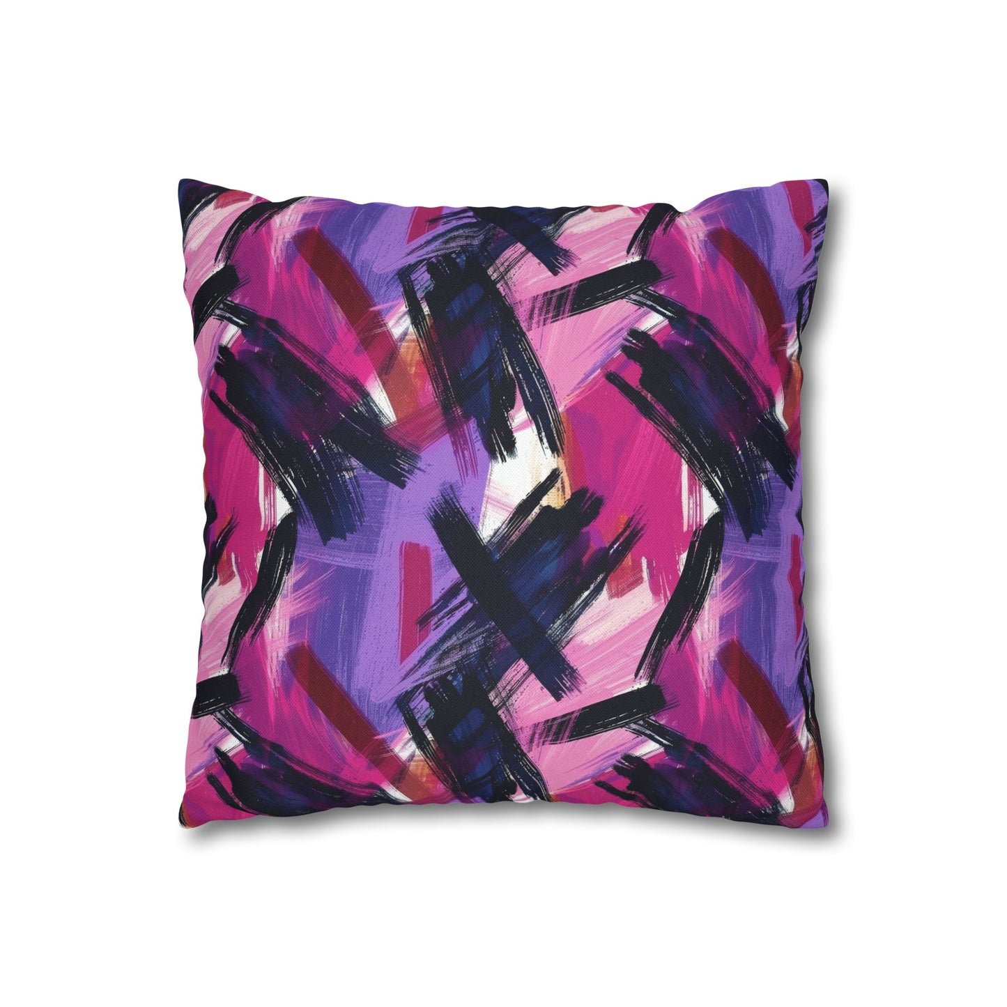 Vibrant Rebellion Brush Strokes in Hot Pink and Cool Purple on a Moody, Dark Background Spun Polyester Square Pillowcase 4 Sizes