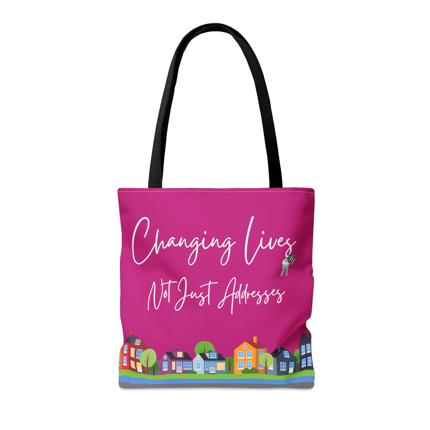 Changing Lives Not Just Addresses White Writing - Canvas Tote 3 Sizes