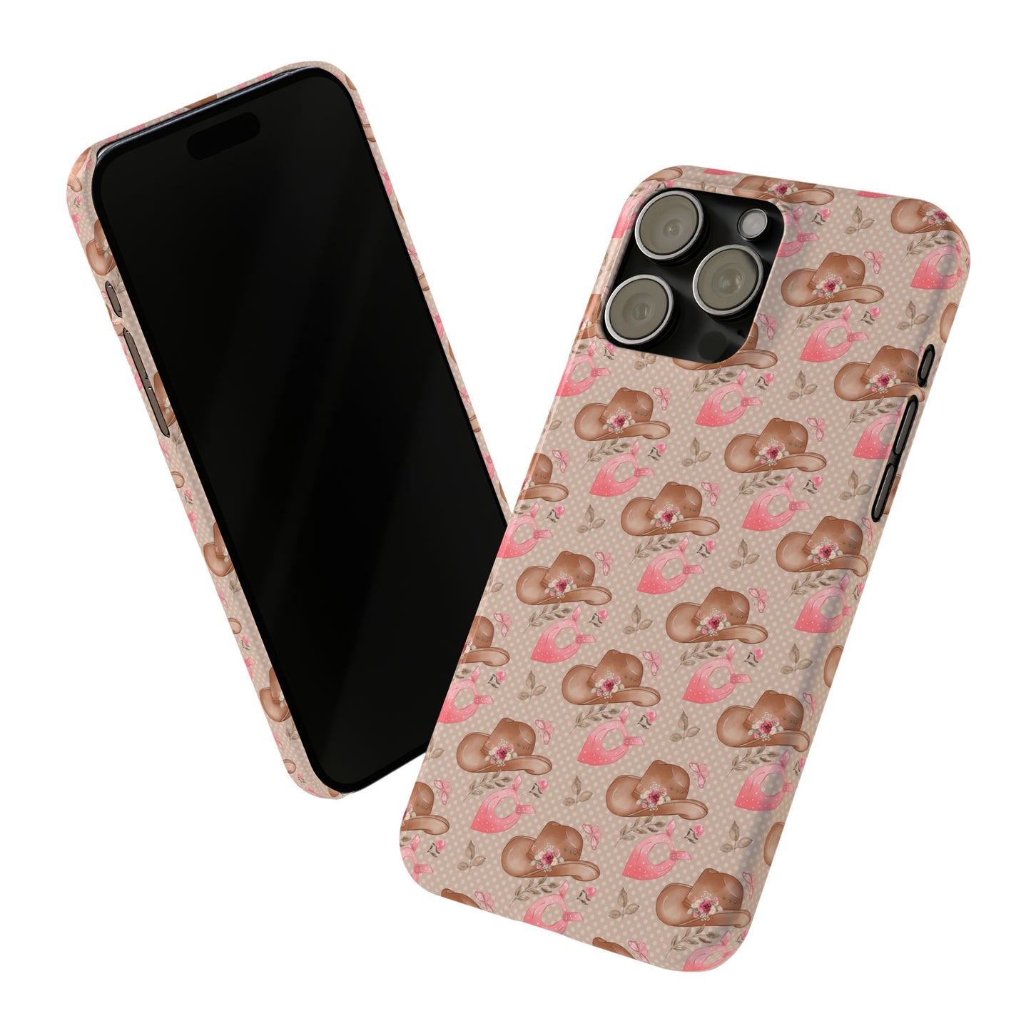 Western Cowgirl Hat with Flowers Iphone 15-12 Slim Phone Case