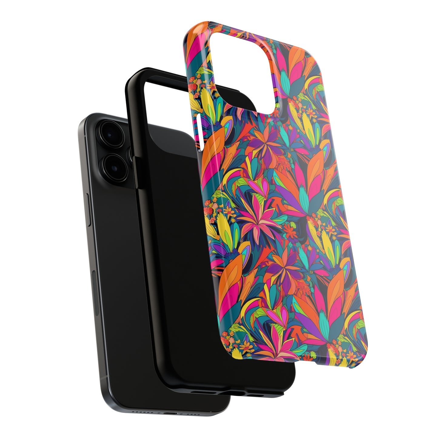 Tropical Neon Flowers Iphone Tough Phone Case