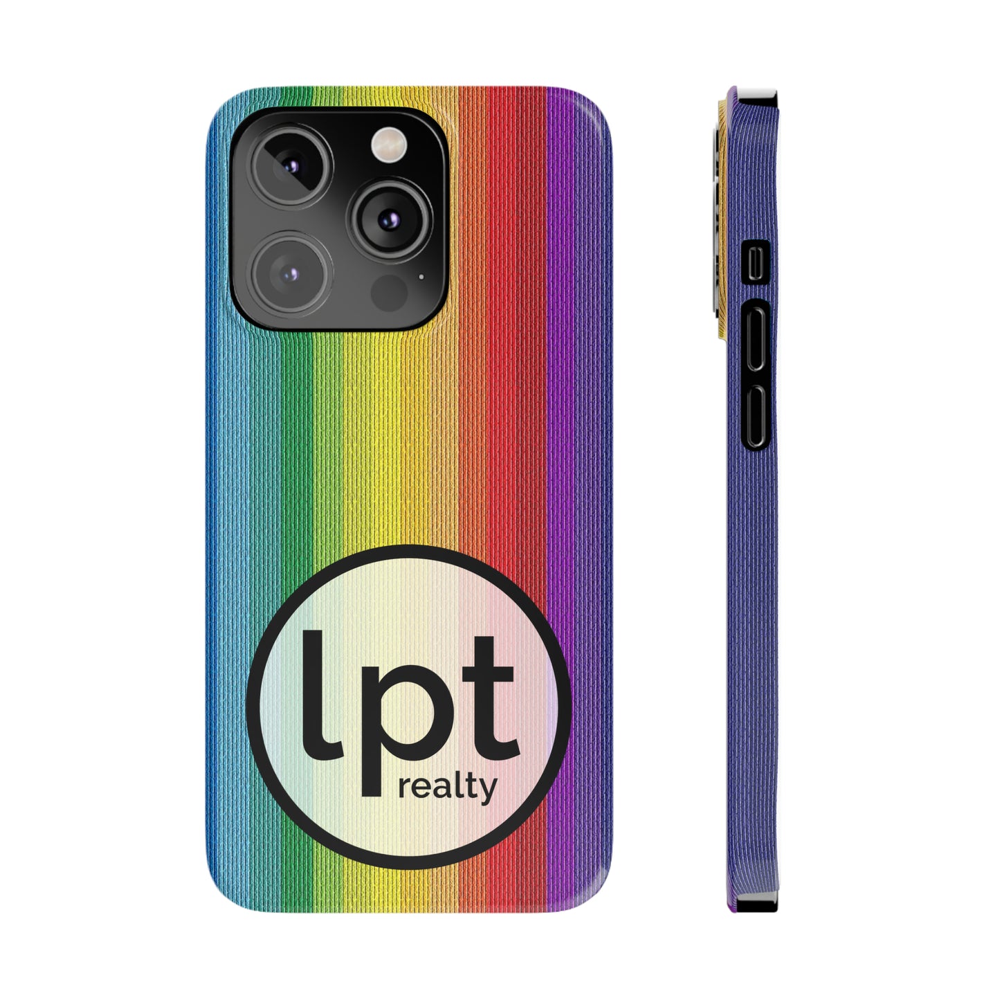 LPT Realty Logo -  Rainbow Stripe Design Iphone 15-12 Slim Phone Case