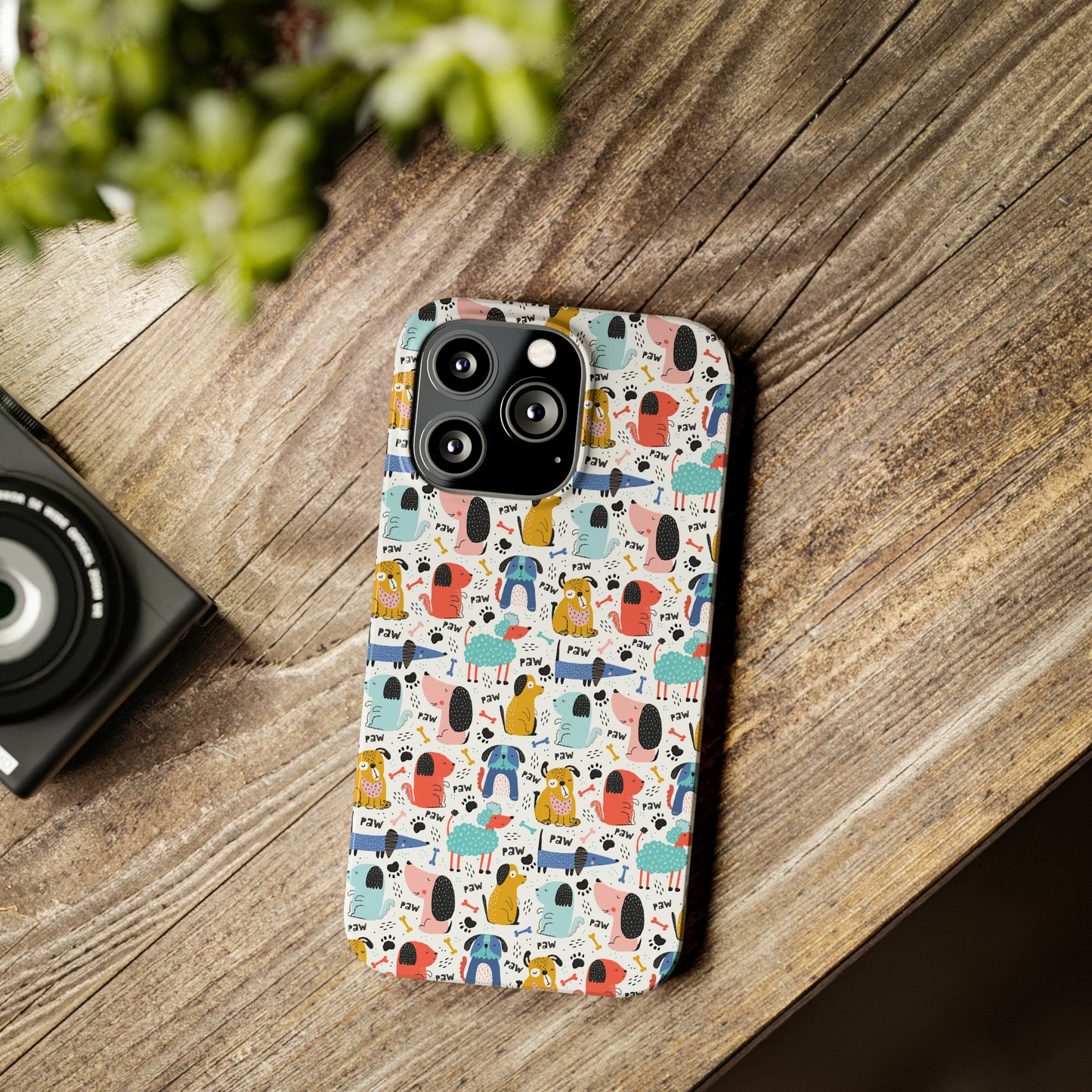 Playful Pups: Colorful Cartoon Dogs Iphone 15-12 Slim Phone Case