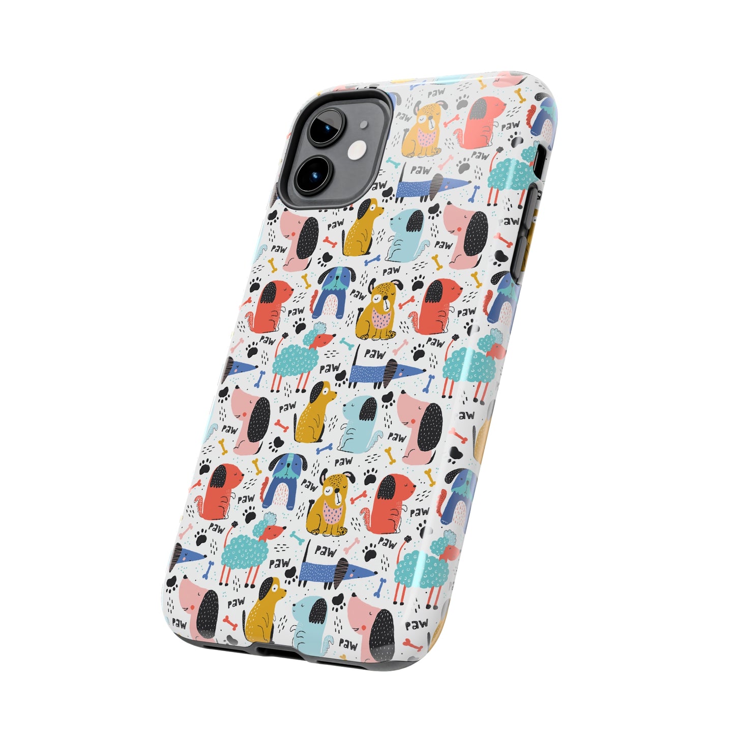 Playful Pups: Colorful Cartoon Dogs Iphone Tough Phone Case