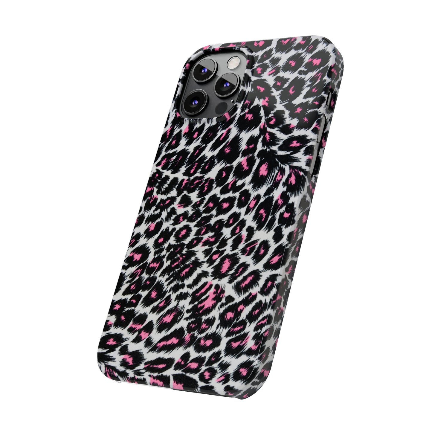 Fierce Femininity Pink and Black Leopard Print Iphone 15-12 Slim Phone Case