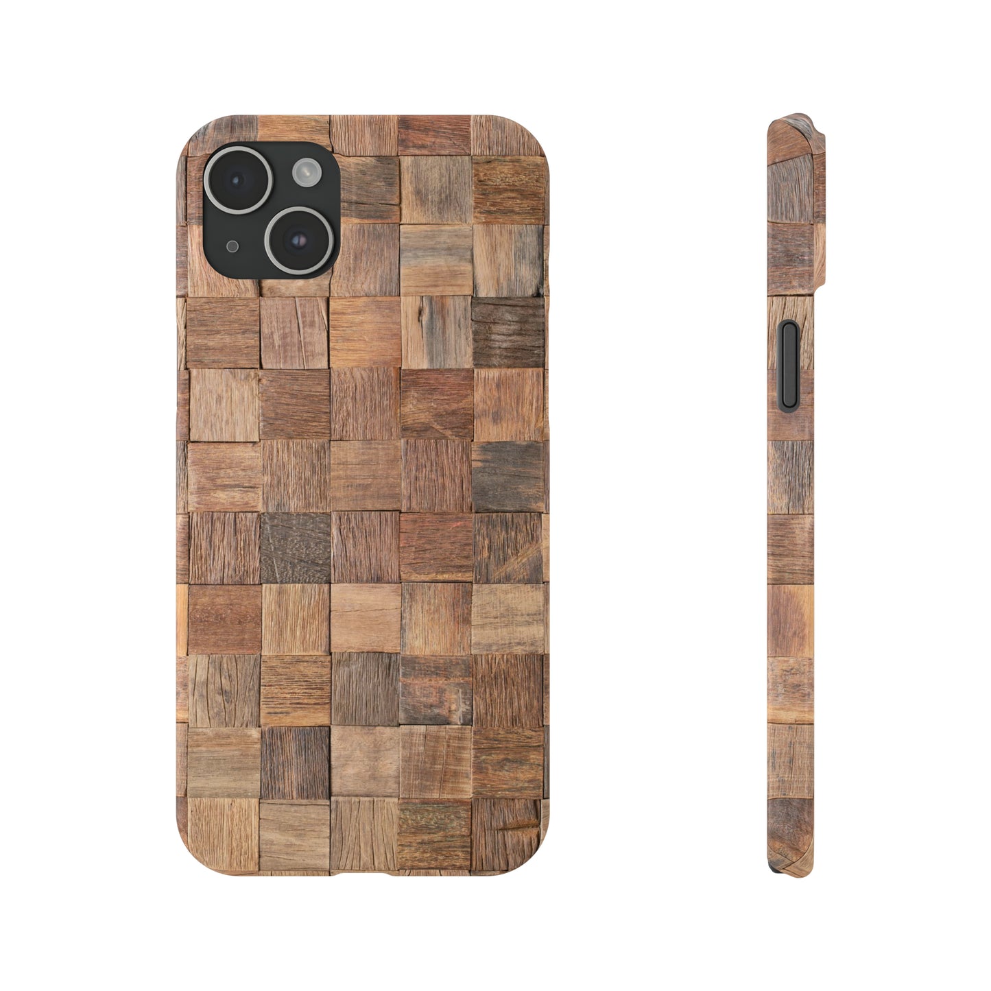 Organic Elegance Natural Woven Wood Design Design Iphone 15-12 Slim Phone Case