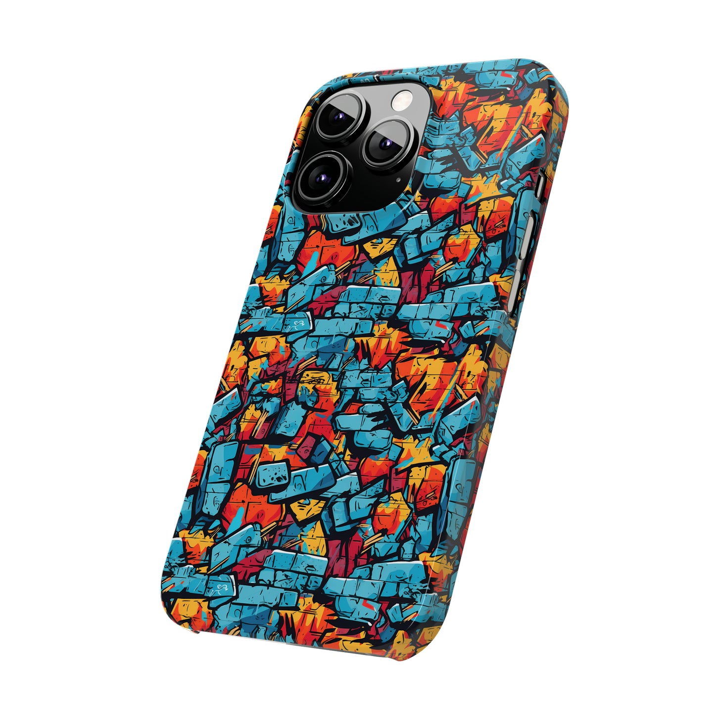 3D Brick Wall Graffiti Design Iphone 15-12 Slim Phone Case