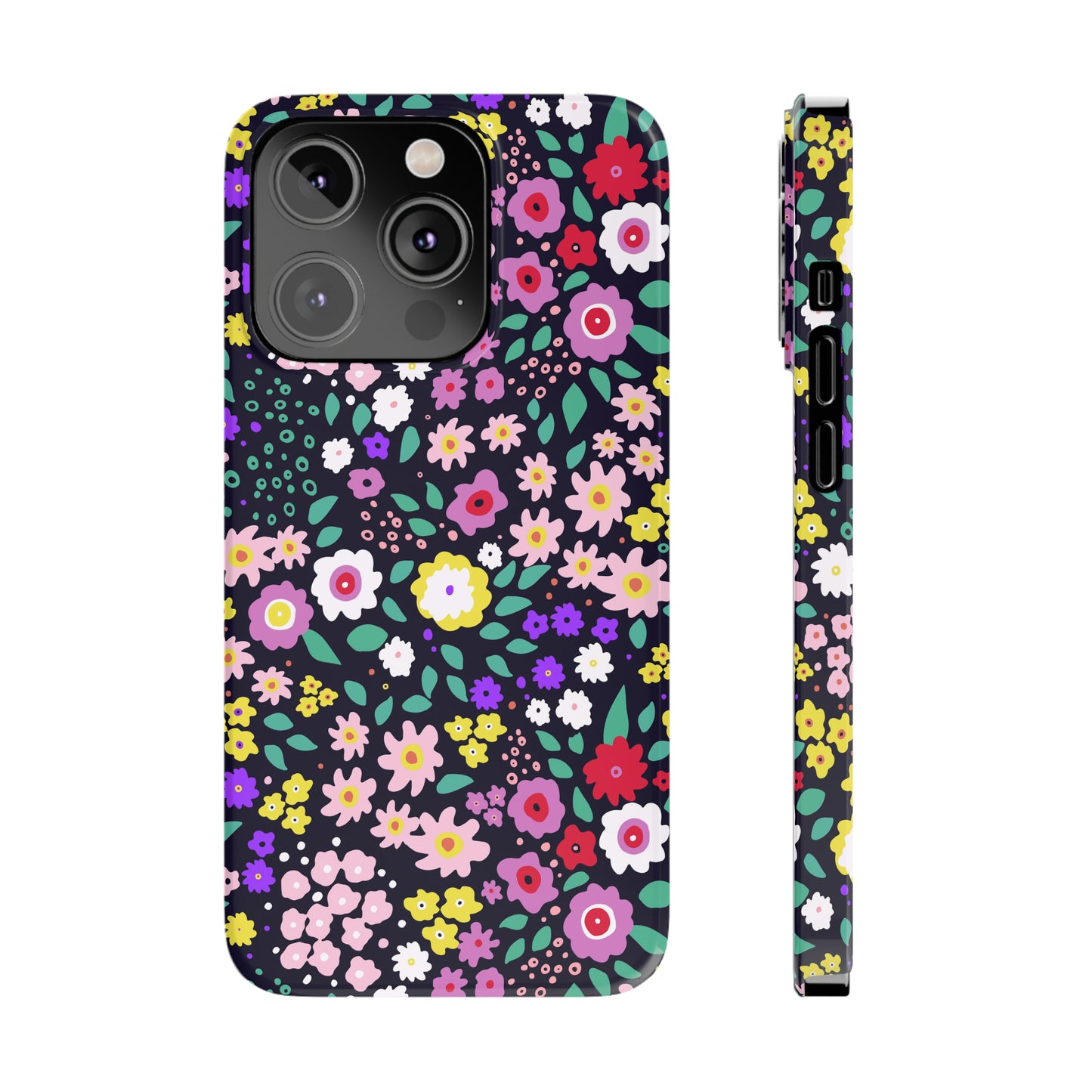 Tiny Colorful Flowers Iphone 15-12 Slim Phone Case