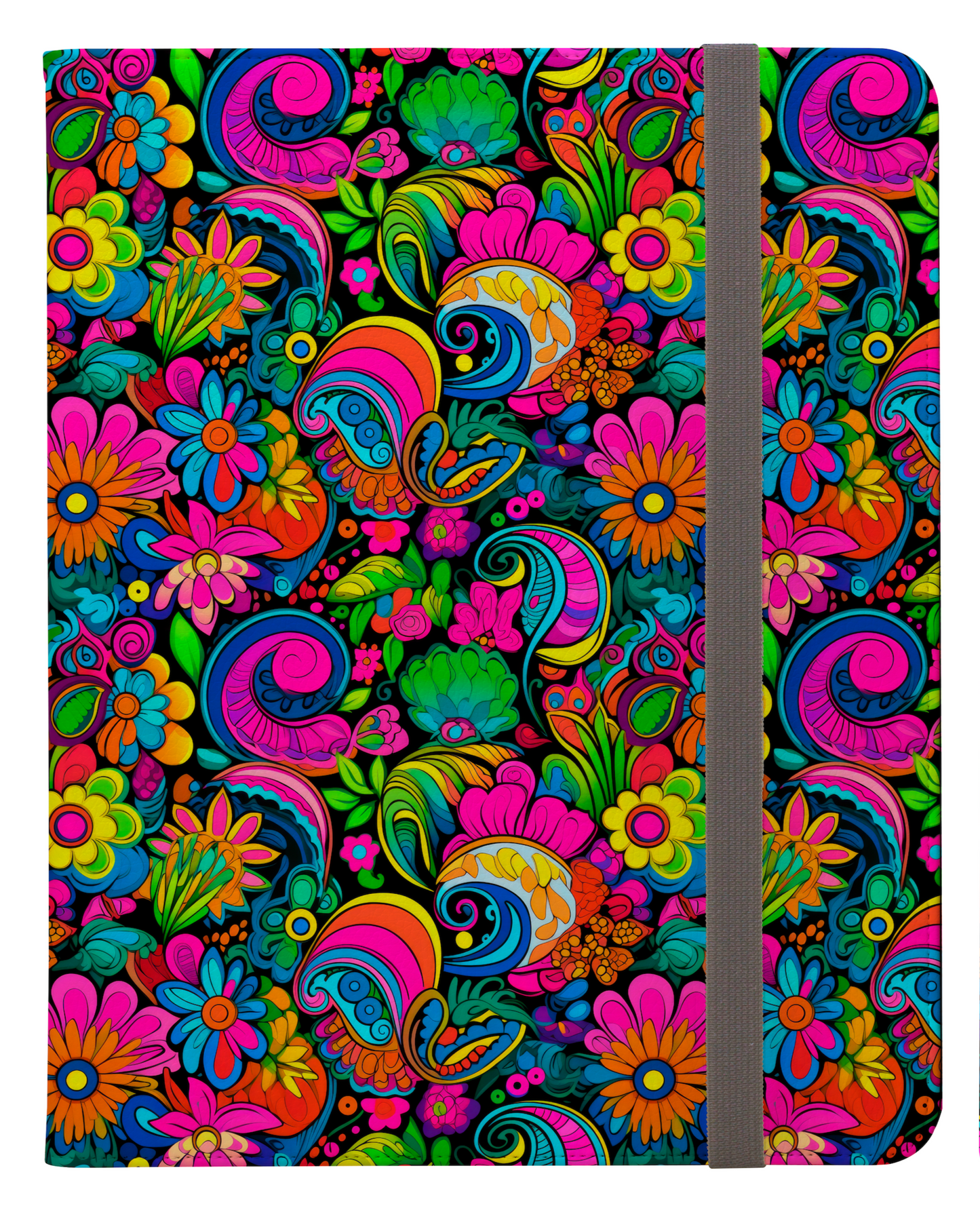 Neon Flower Fiesta in Lush Vivid Garden Ipad Pro 11 & Pro 12.9 Protective Case and Pencil Holder