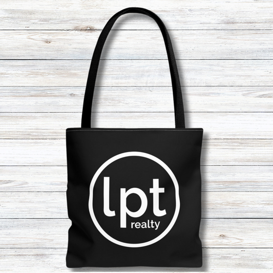 LPT Realty Logo White on Black - Canvas Tote 3 Sizes