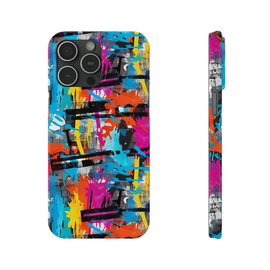 Rainbow Color Abstract Graffiti Design Iphone 15-12 Slim Phone Case