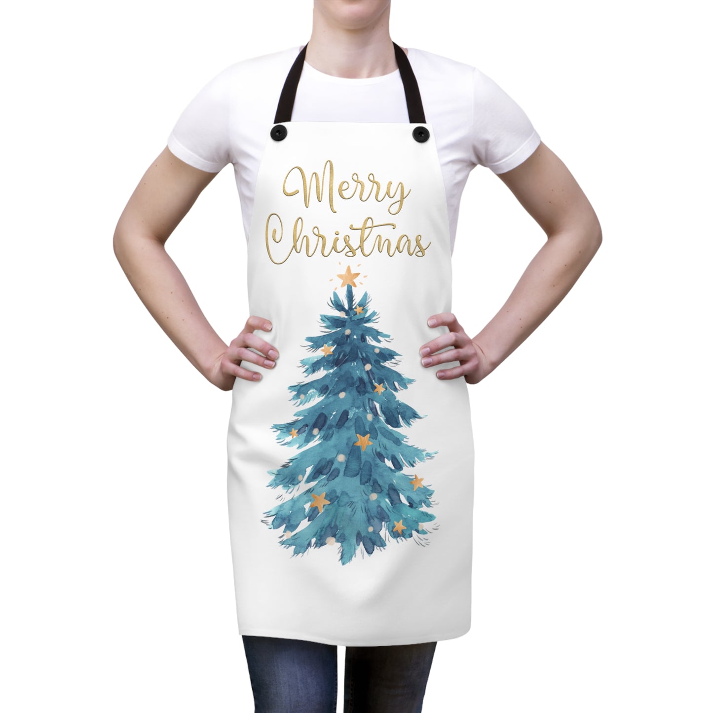 Merry Christmas and Christmas Tree - Kitchen Chef Apron