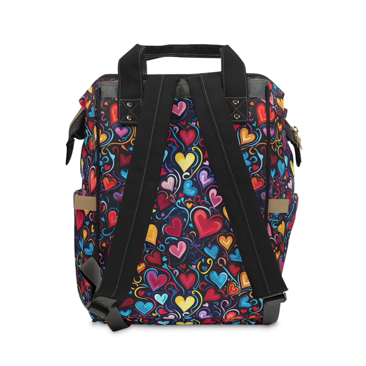 Whimsical Colorful Heart Design Multifunctional Diaper Backpack