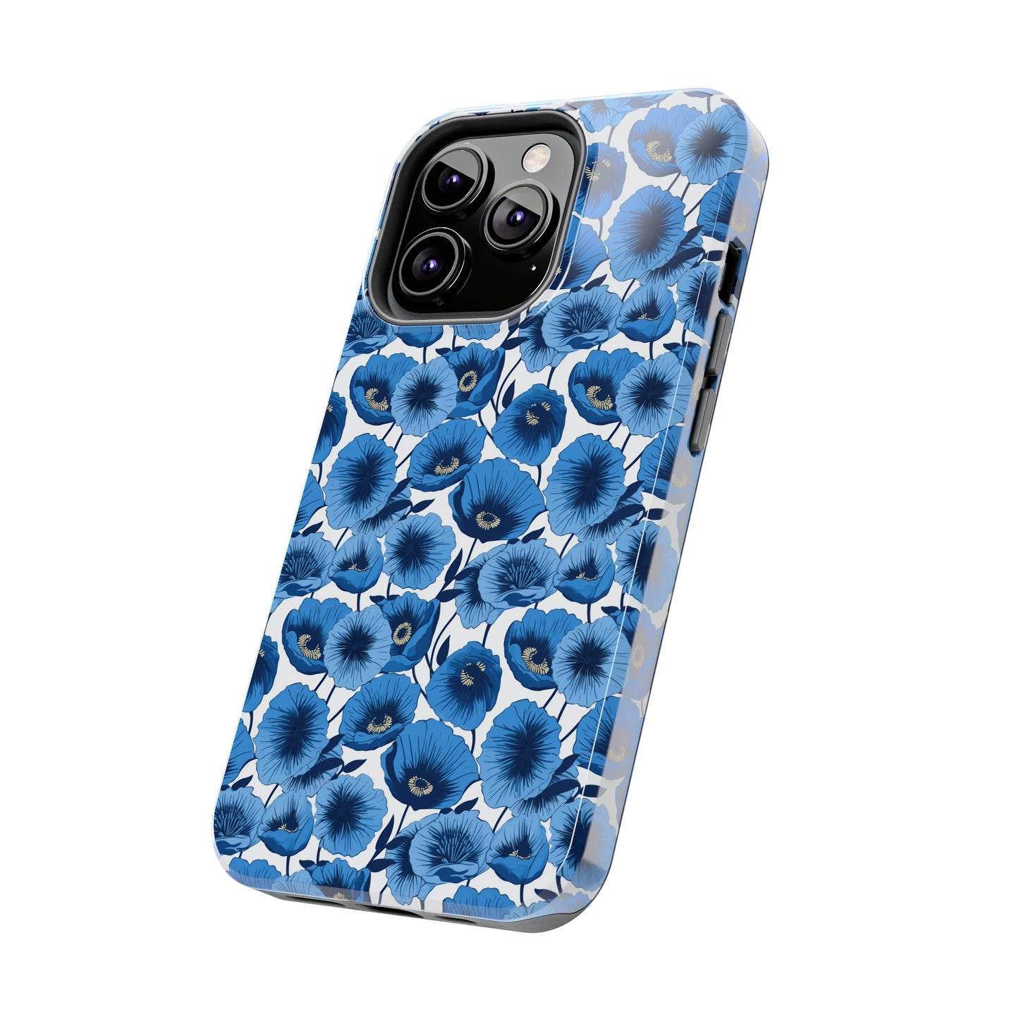 Vivid Blooms Bright Blue Poppies Design Iphone Tough Phone Case