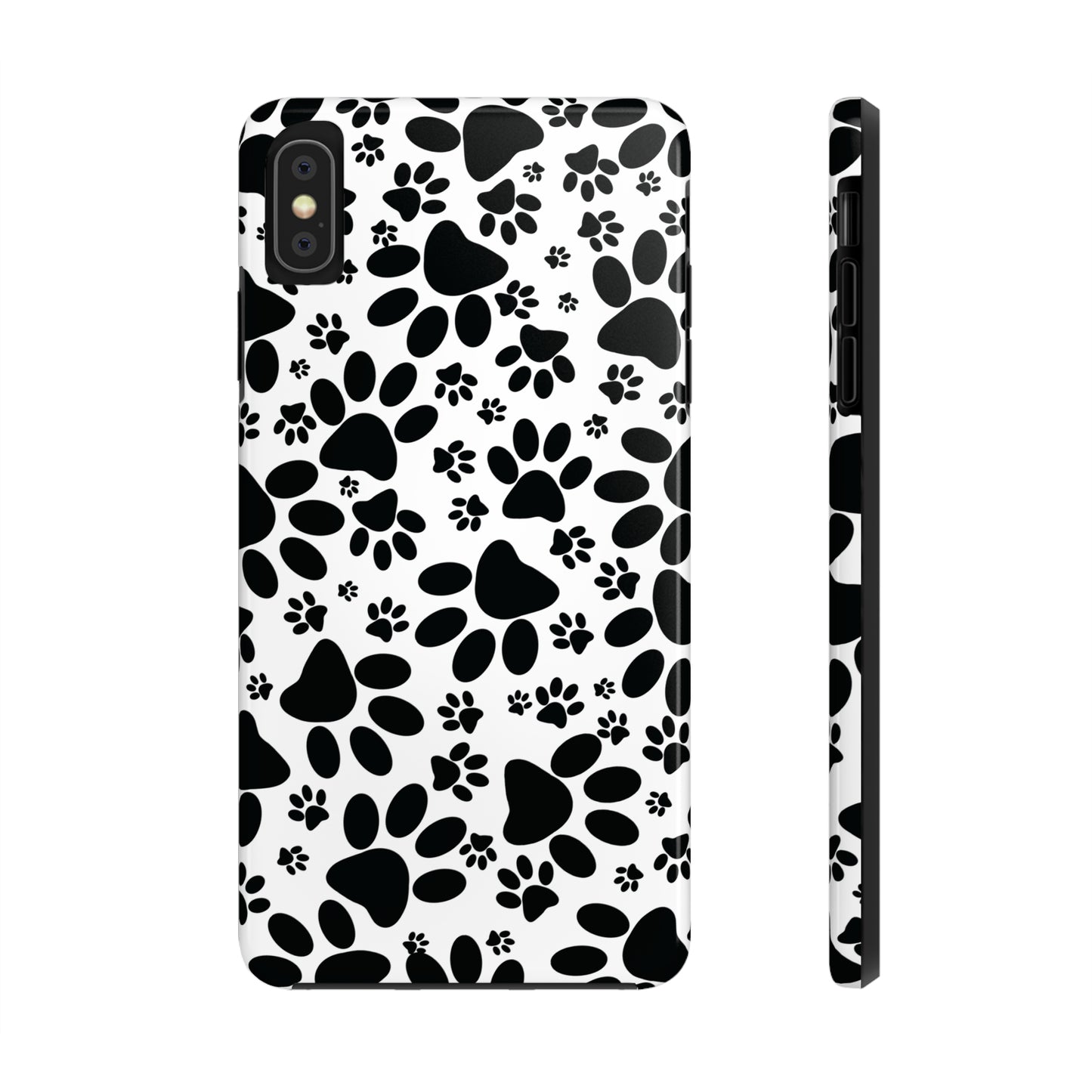 Stealthy Tracks: Black Animal Paw Prints Iphone Tough Phone Case