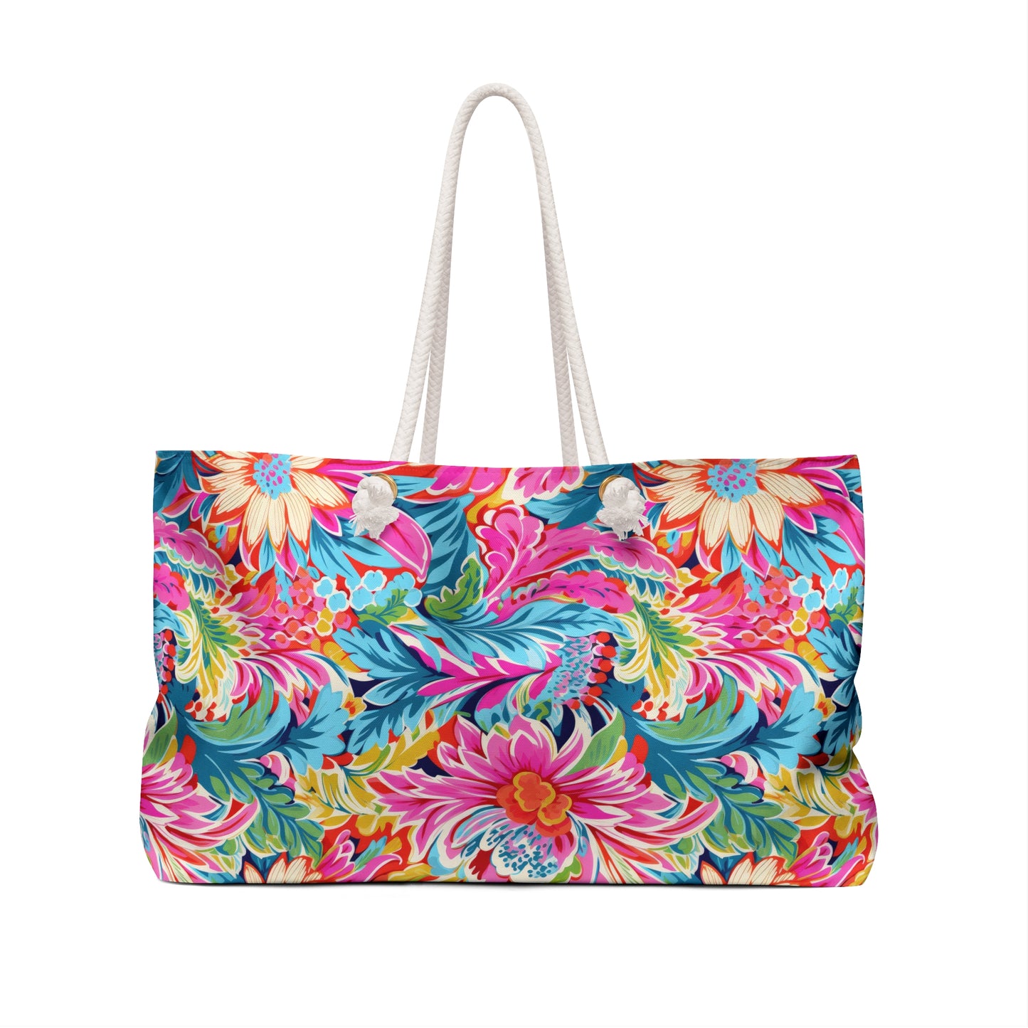 Coastal Summer Blooms: Bright Floral Watercolors in Coastal Hues Oversized Weekender Bag