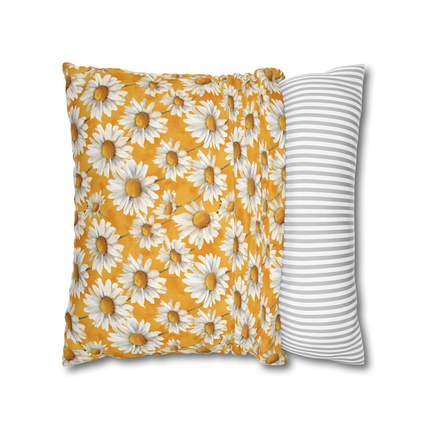 Golden Daisy Field with Vibrant Yellow Floral Design Spun Polyester Square Pillowcase 4 Sizes