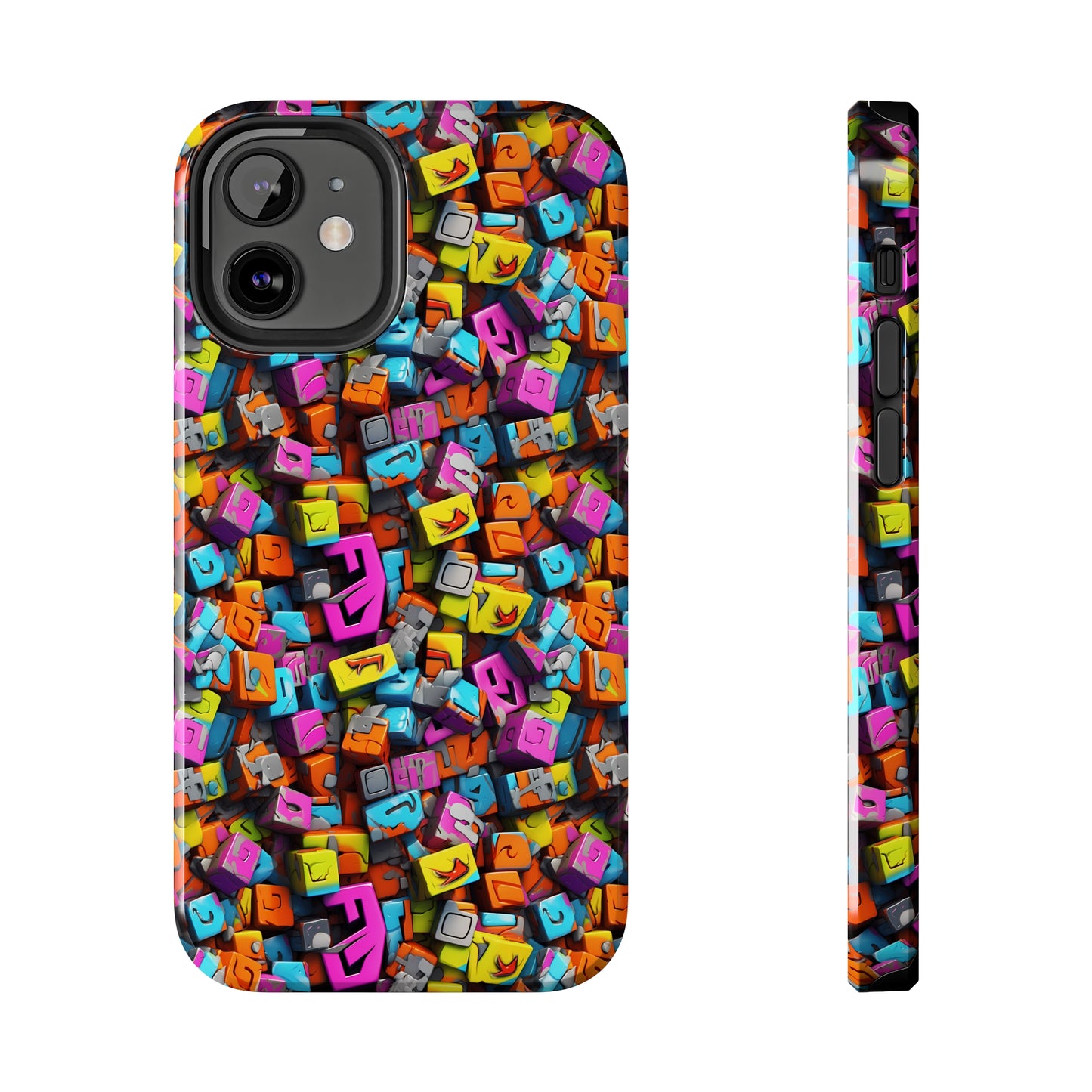 3D Abstract Colorful Block Design Iphone Tough Phone Case