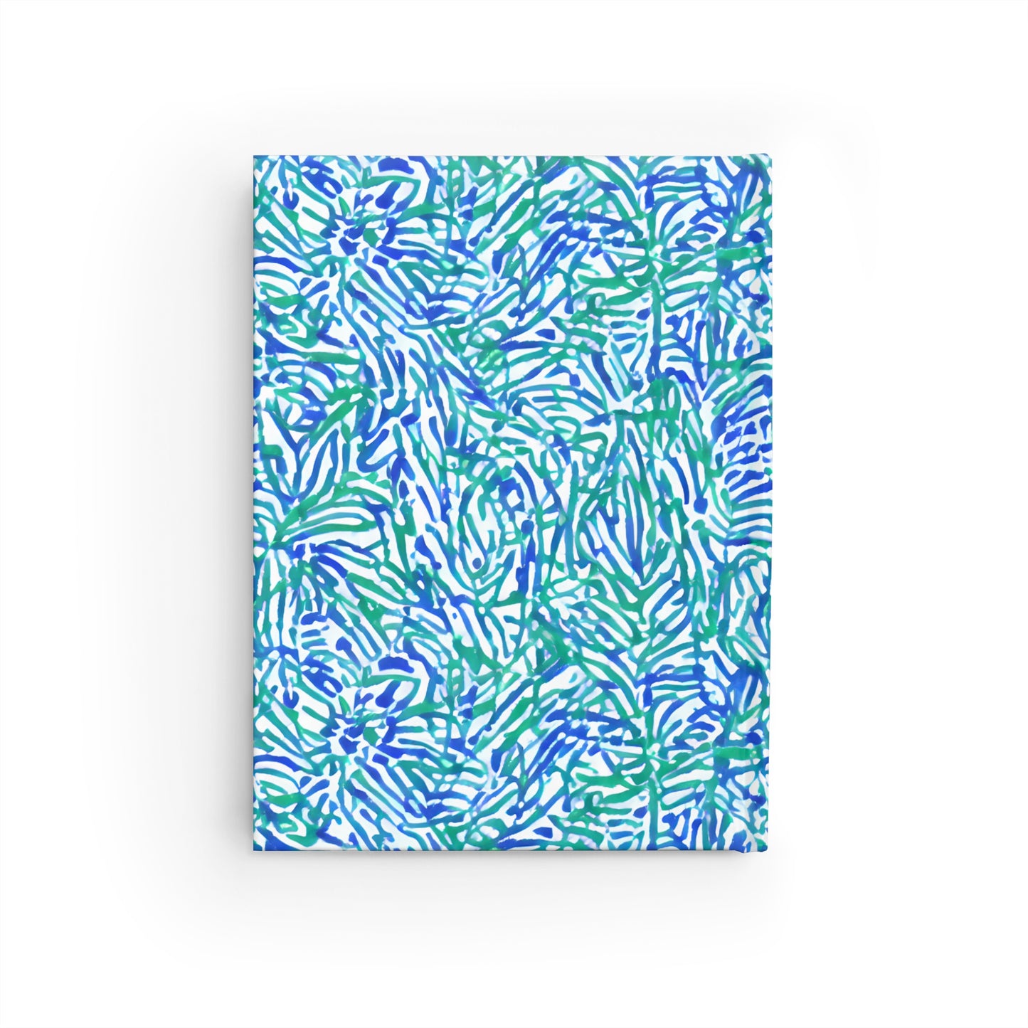 Tropical Fusion: Abstract Palm Leaves in Lime Green and Blue Hues Hardcover Ruled Line Journal