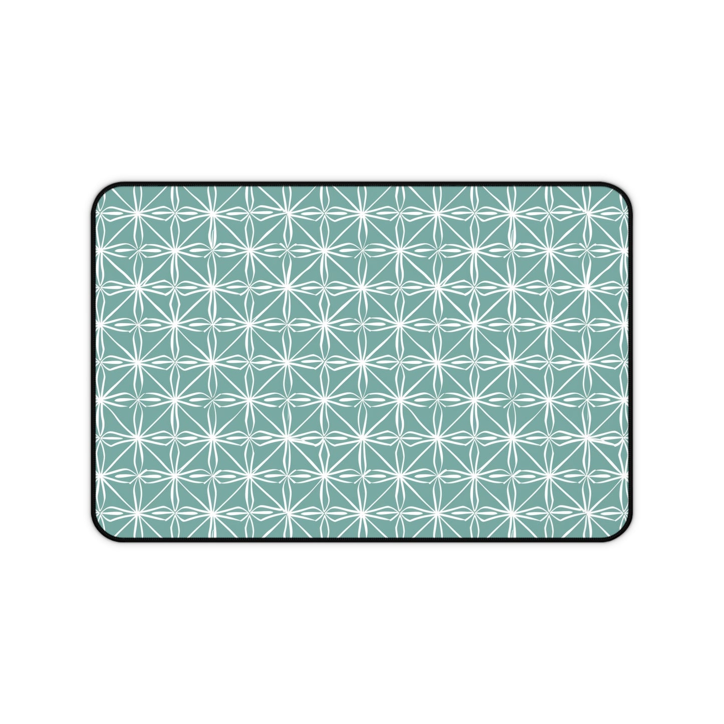 Elegant Minimalist Geometric Line Art in White and Teal Pattern Gaming Mouse Pad  Desk Mat  - 3 Sizes