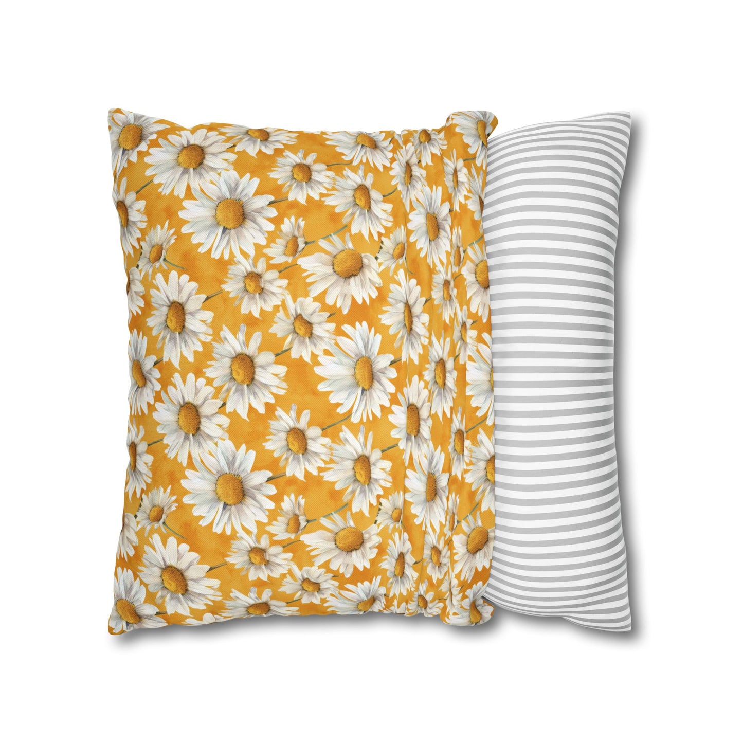 Golden Daisy Field with Vibrant Yellow Floral Design Spun Polyester Square Pillowcase 4 Sizes