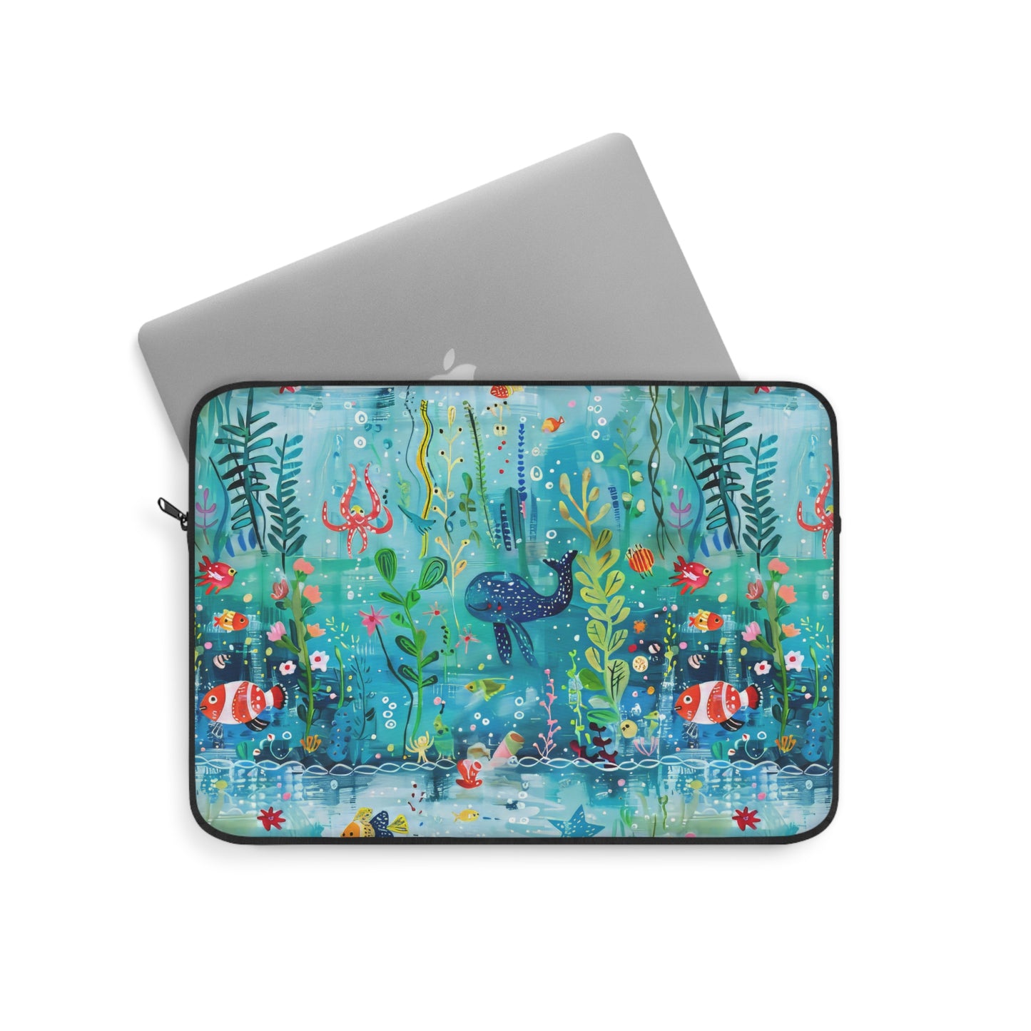 Ocean Enchantment: Magical Watercolor Sea Creatures Laptop or Ipad Protective Sleeve 3 Sizes Available