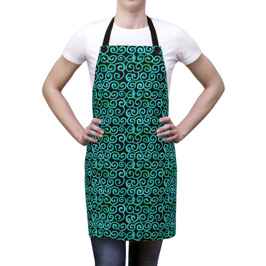 Blue and Green Swirl Design - Kitchen Chef Apron