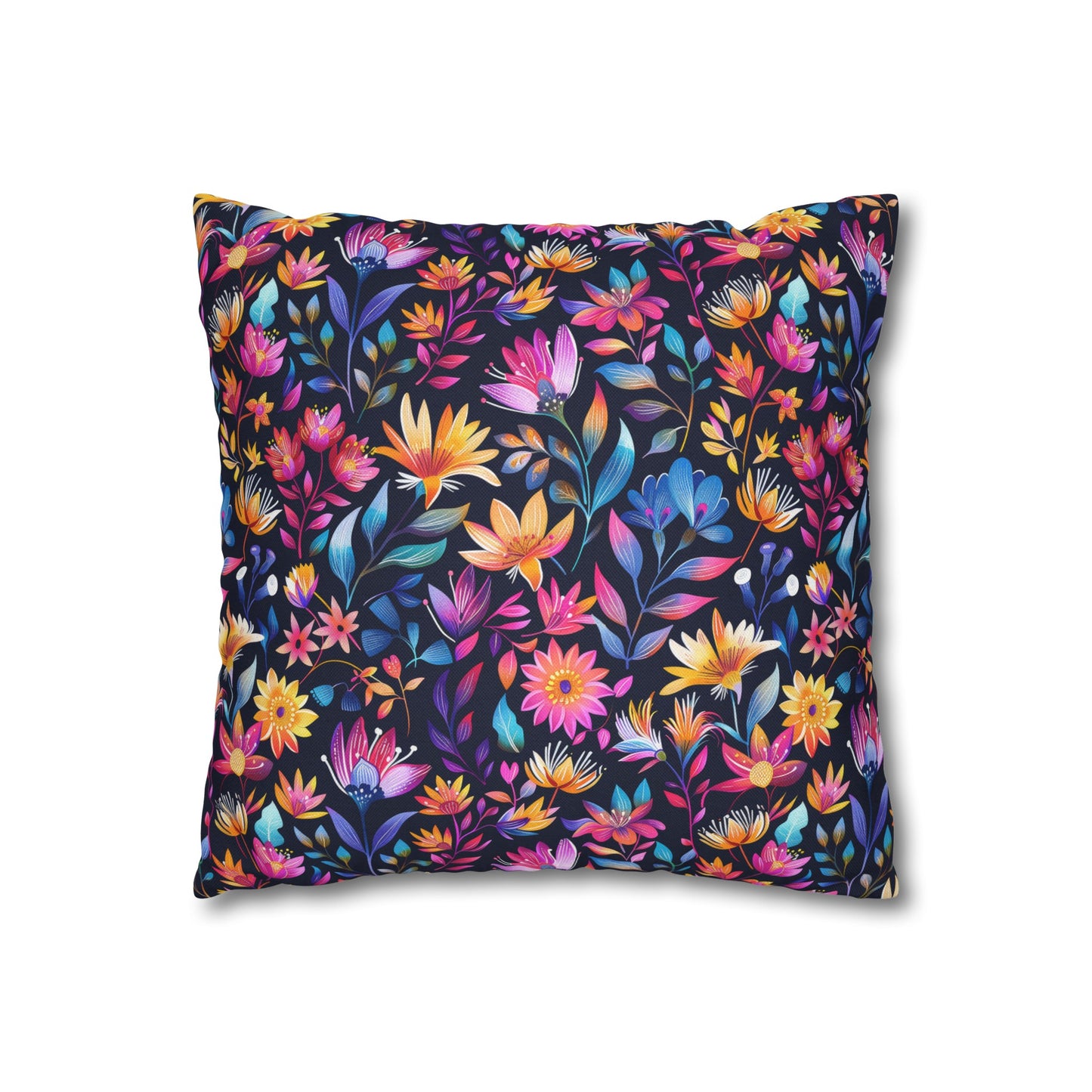 Enchanted Night Garden of Floral Bliss Spun Polyester Square Pillowcase 4 Sizes