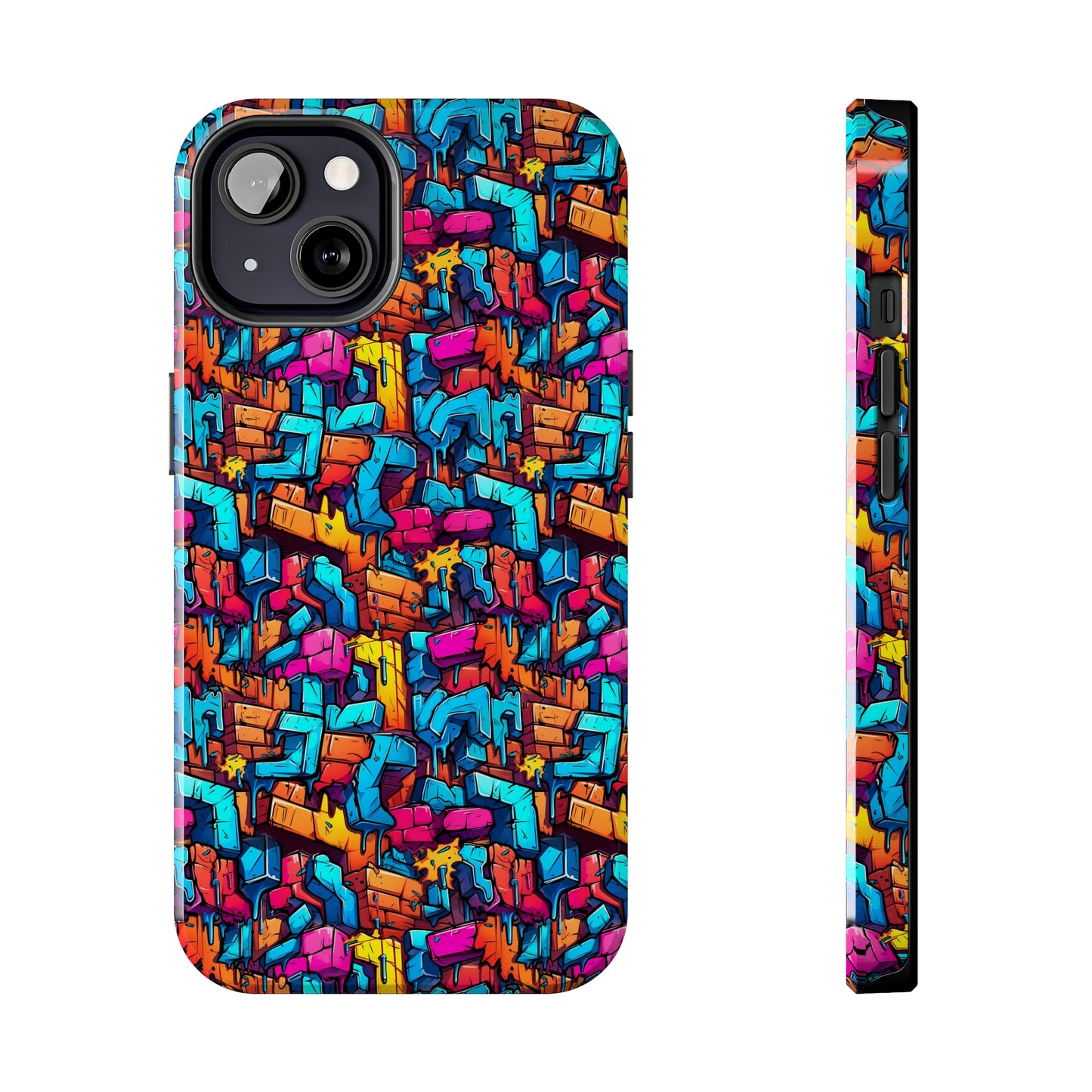 3D Rainbow Colored Graphic Blocks Design Iphone Tough Phone Case