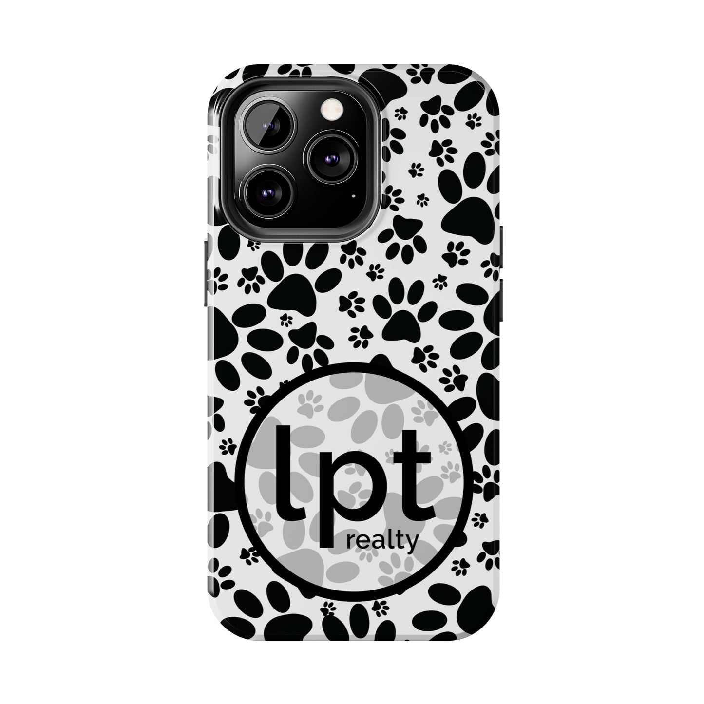 LPT Realty Logo -  Stealthy Tracks: Black Animal Paw Prints Iphone Tough Phone Case