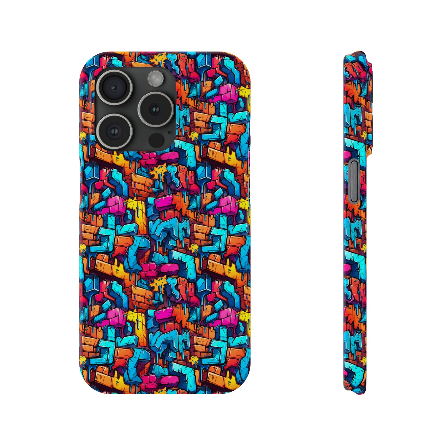 3D Rainbow Colored Graphic Blocks Design Iphone 15-12 Slim Phone Case