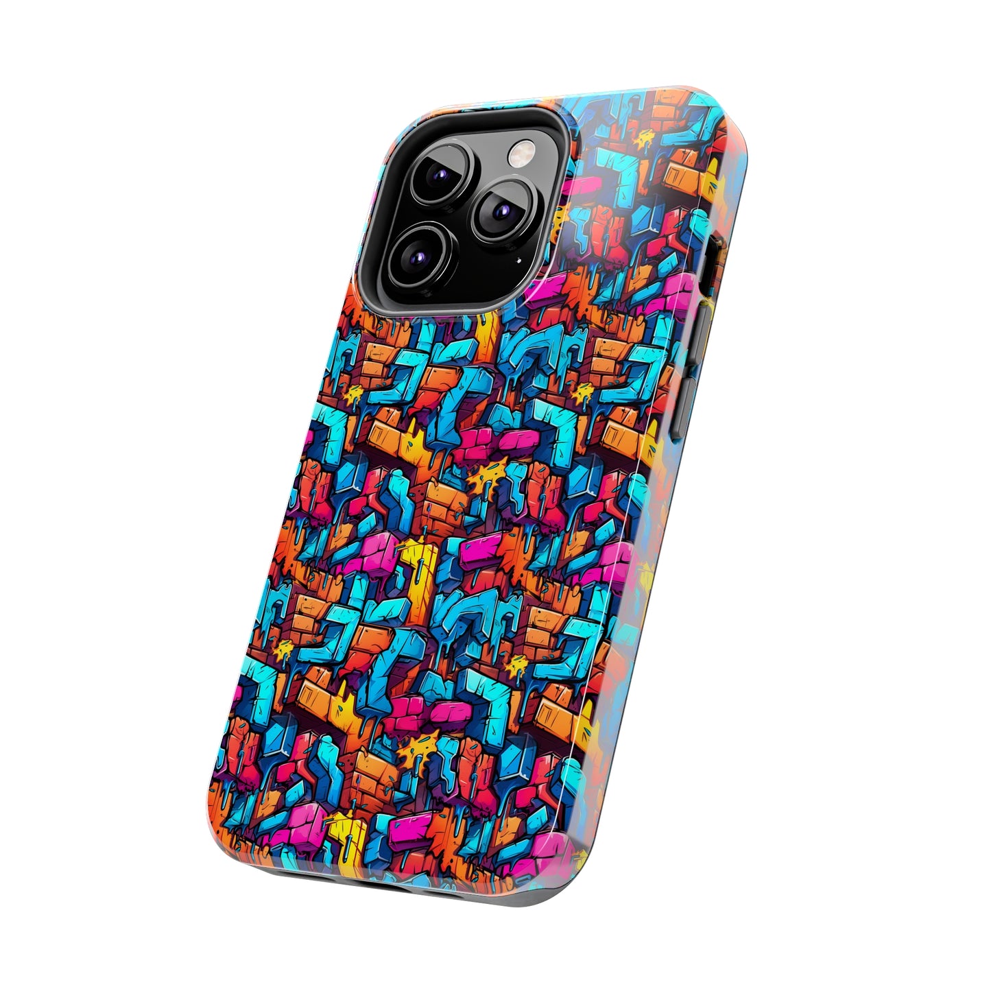 3D Rainbow Colored Graphic Blocks Design Iphone Tough Phone Case