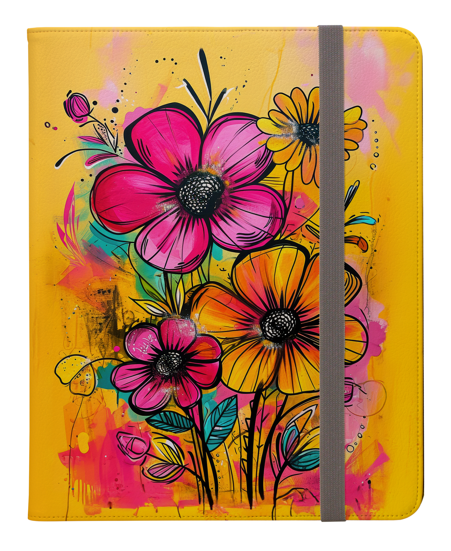 Sunset Garden: Vibrant Pink and Orange Blooms Protective iPad Pro 11 & Pro 12.9 Protective Case and Pencil Holder