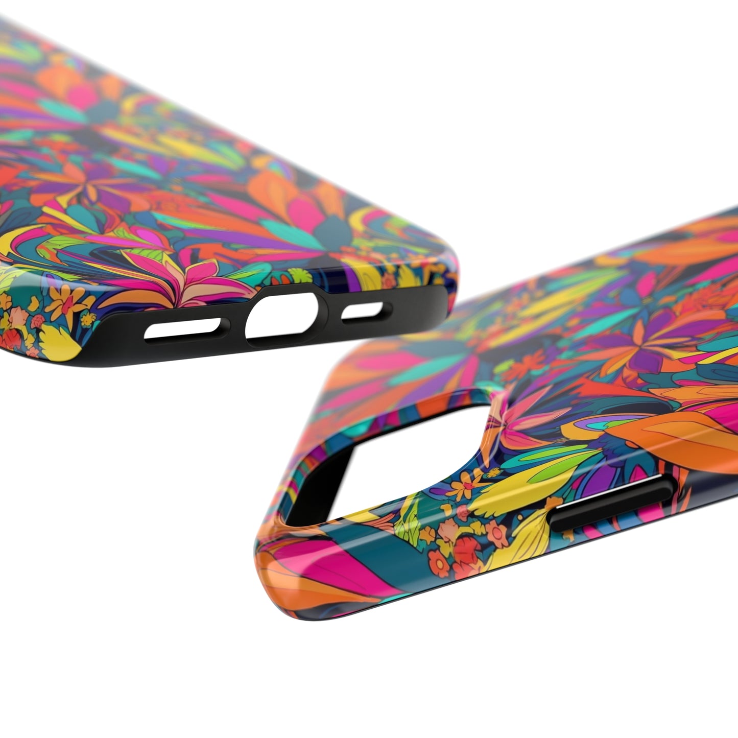 Tropical Neon Flowers Iphone Tough Phone Case