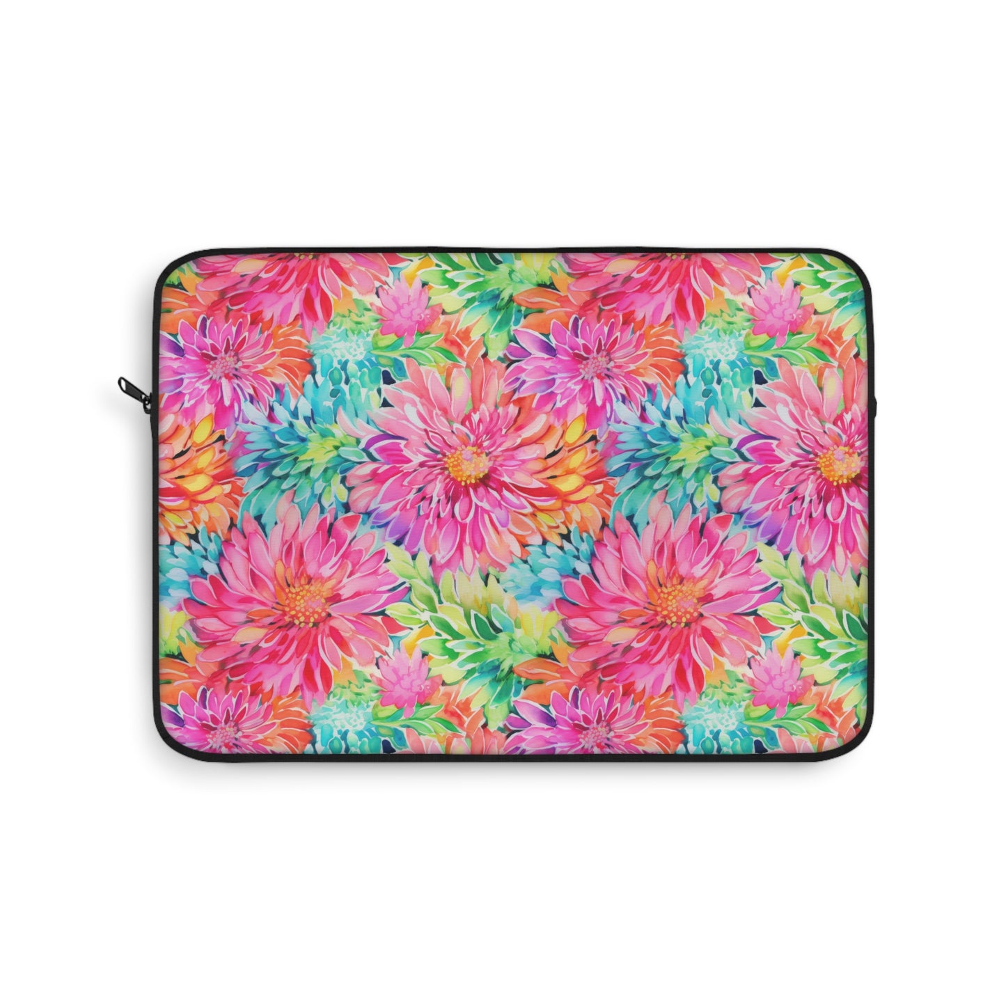 Blooming Spectrum: Large Vibrant Watercolor Flowers in Full Bloom Laptop or Ipad Protective Sleeve 3 Sizes Available