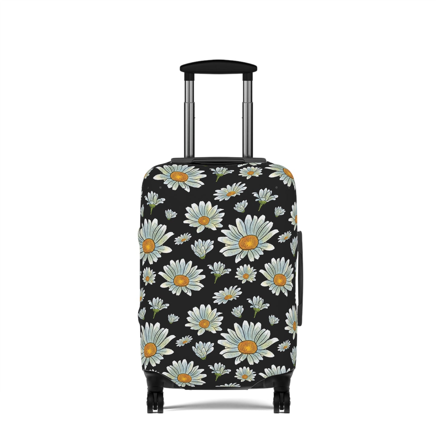 Large Watercolor Summer Daisies Blooming Against a Bold Black Background  - Luggage Protector and Cover 3 Sizes