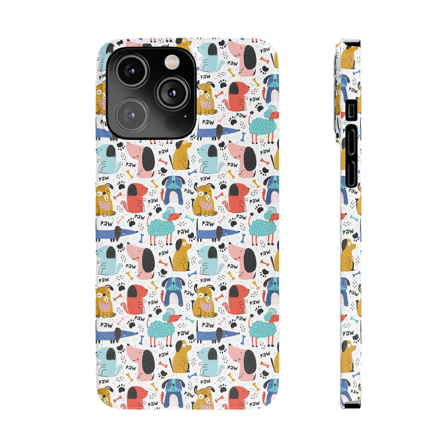 Playful Pups: Colorful Cartoon Dogs Iphone 15-12 Slim Phone Case