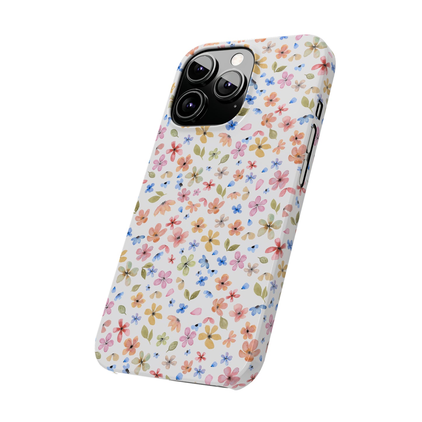 Tiny Pink, Yellow and Blue Flowers Iphone 15-12 Slim Phone Case